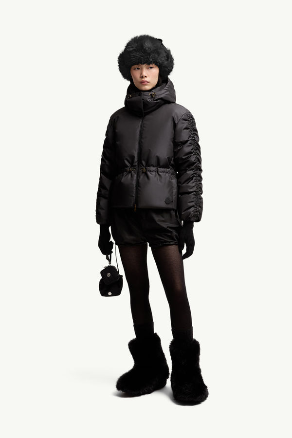 Louviere Hooded Short Down Jacket Women Black Moncler 0