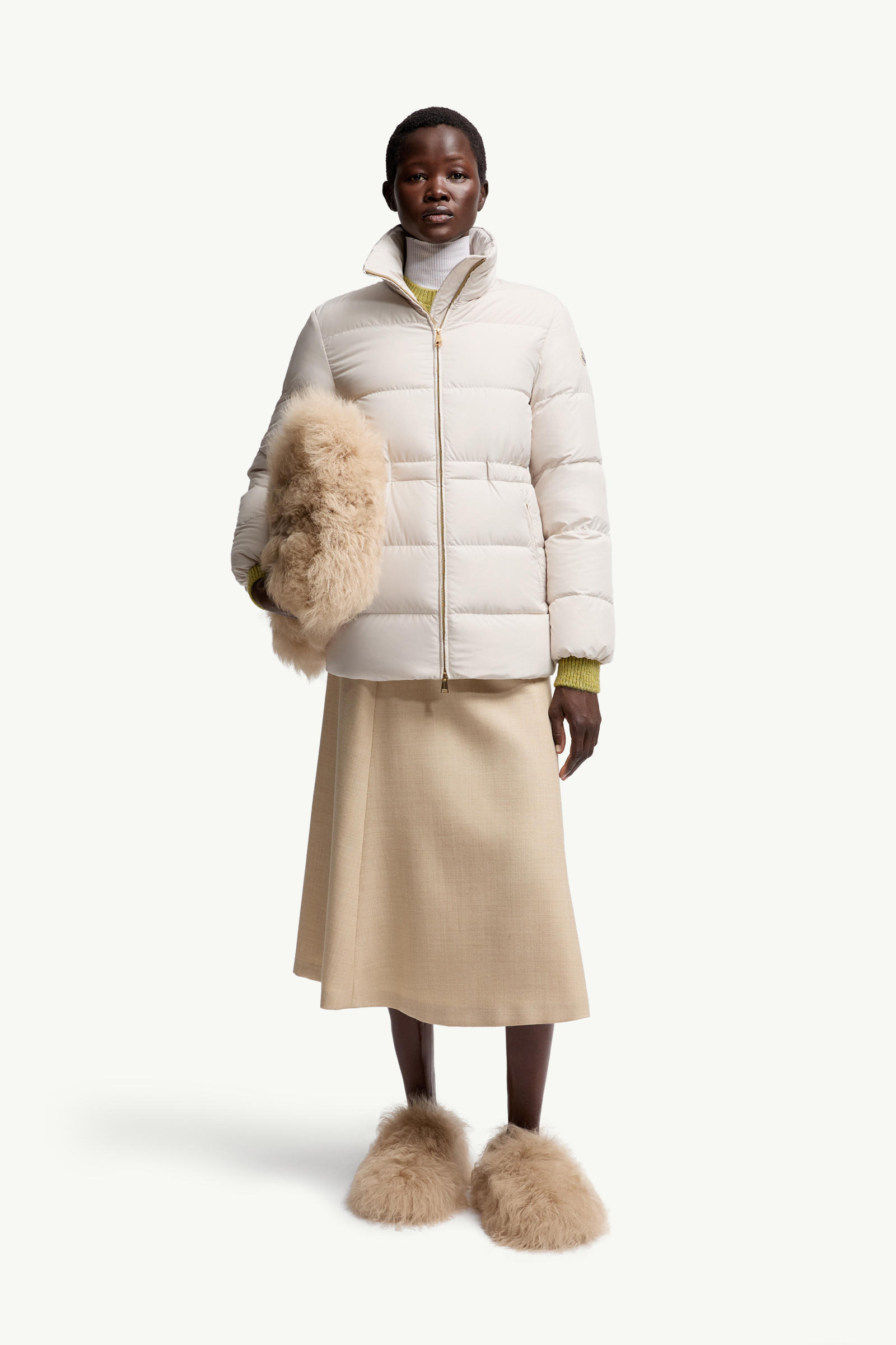 Brossette Short Down Jacket Women White Ivory Moncler 0