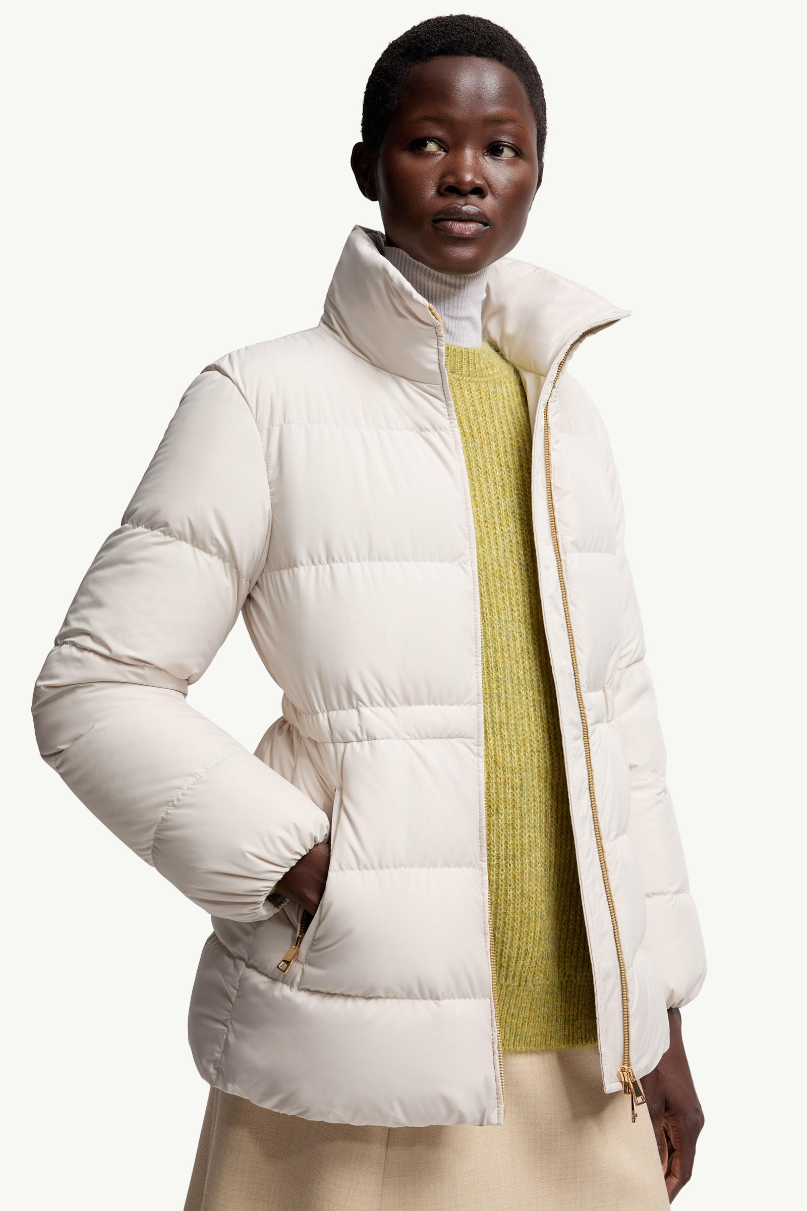 Brossette Short Down Jacket Women White Ivory Moncler 5