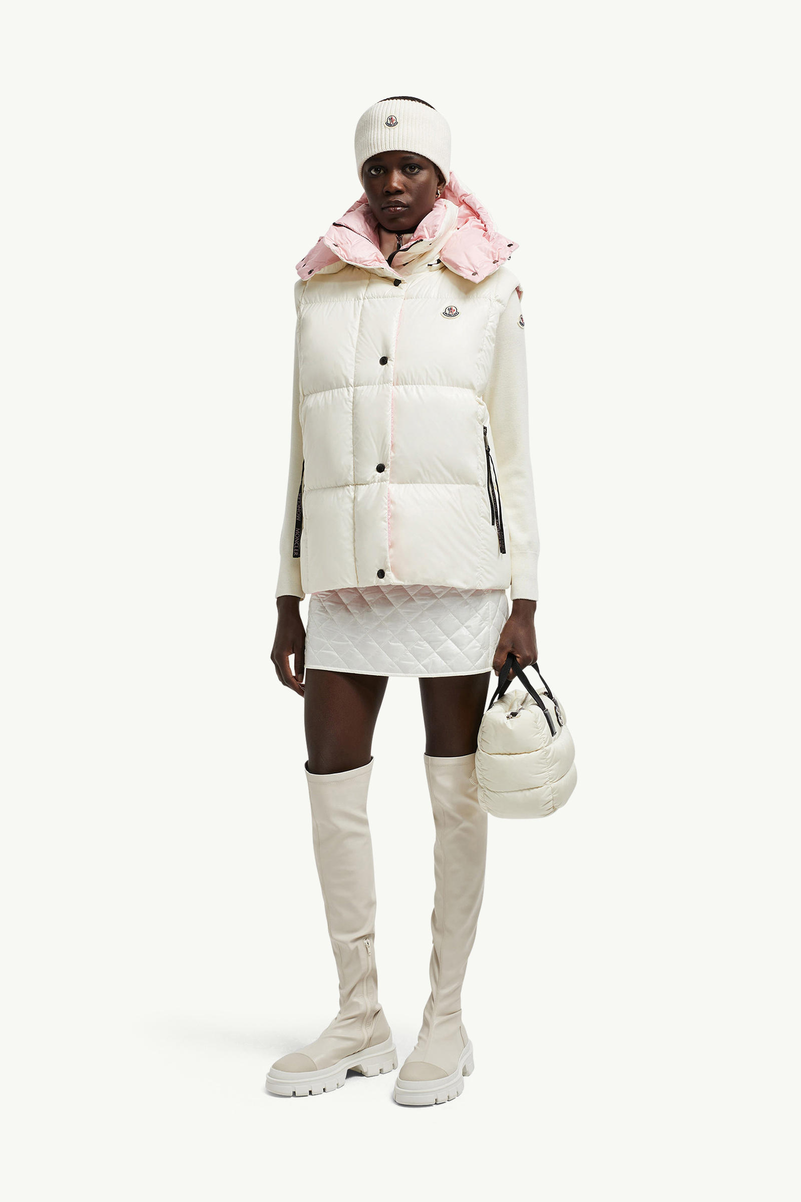 Luzule Hooded Down Gilet Women White Moncler 0
