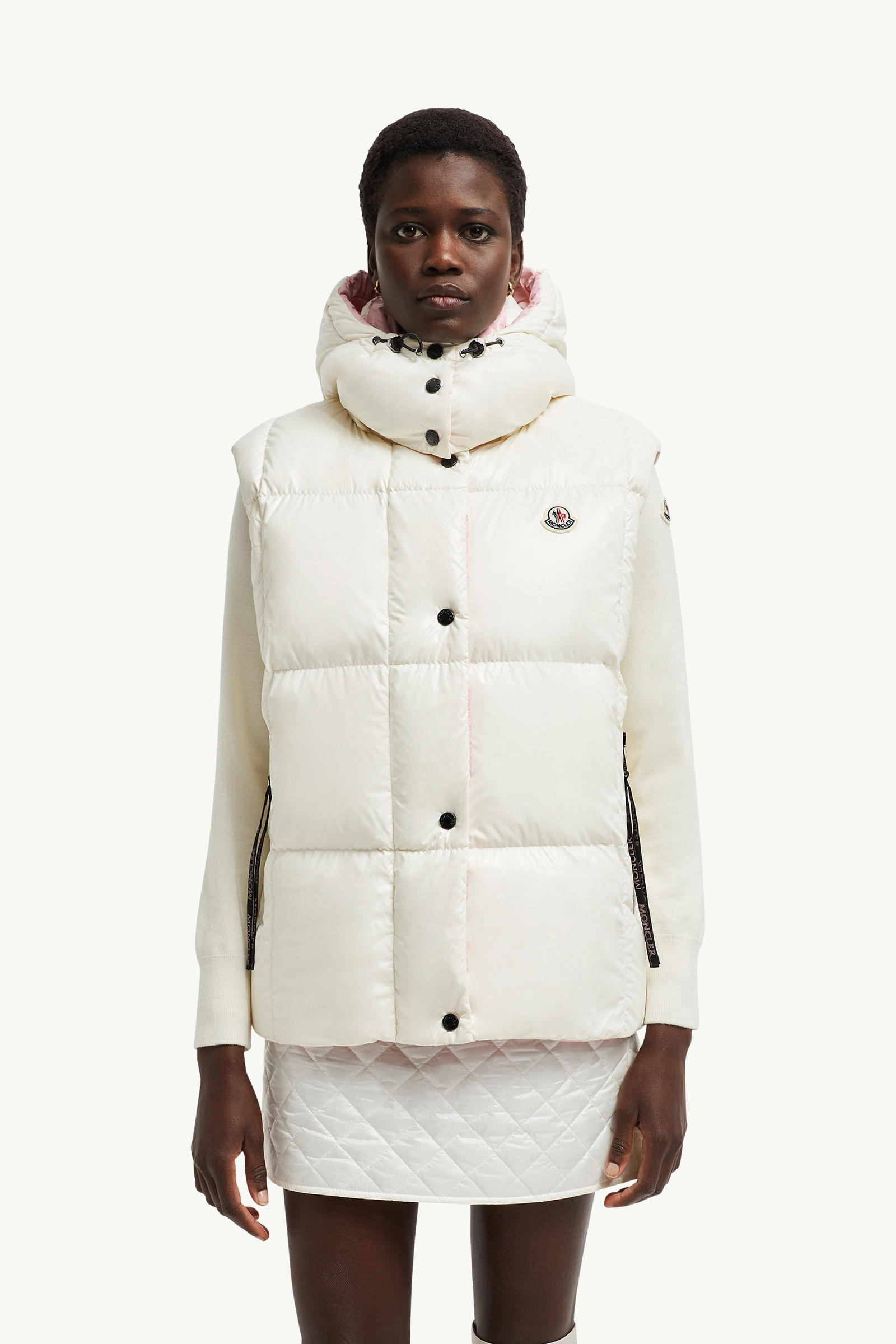 Luzule Hooded Down Gilet Women White Moncler 3
