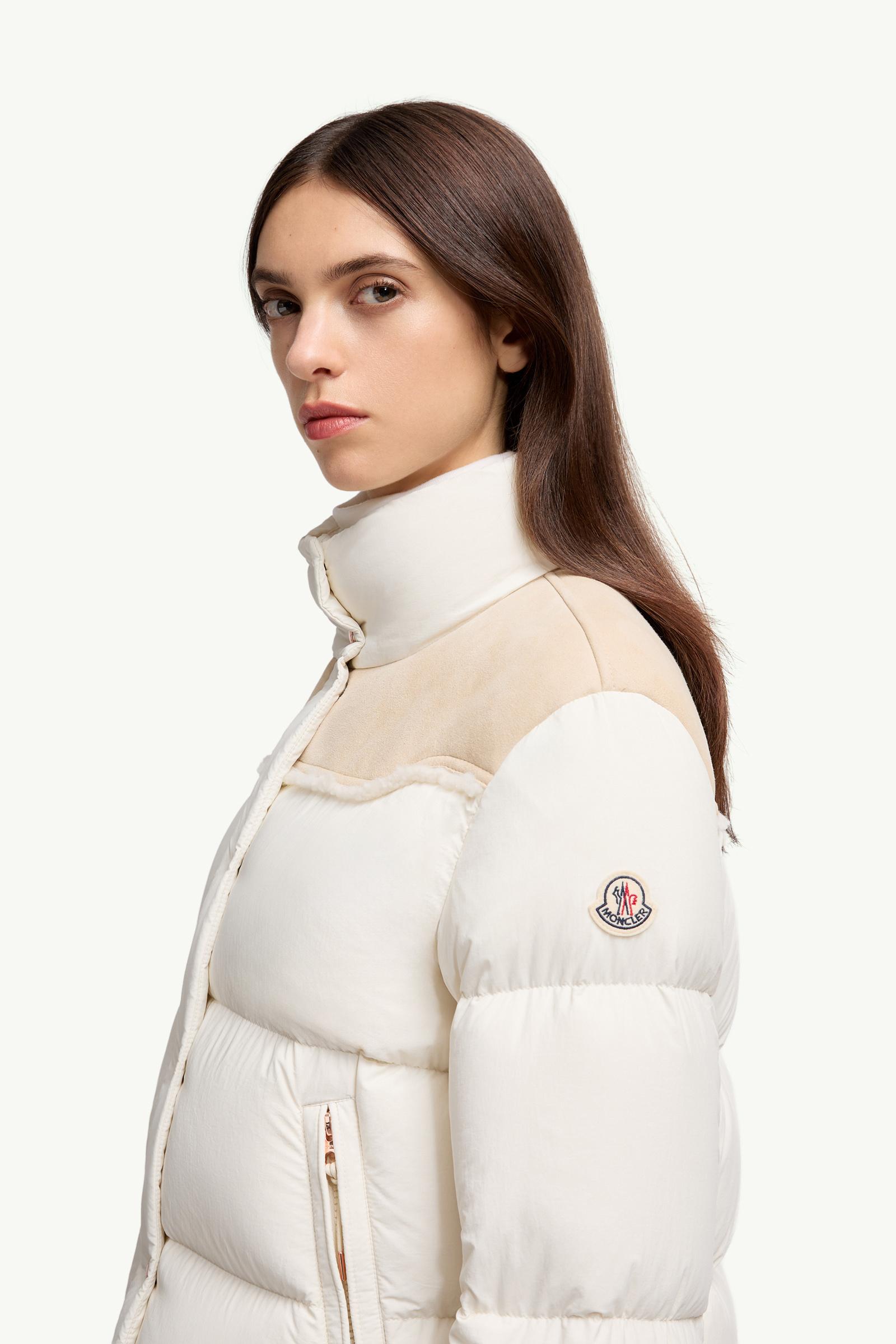 Angelys Suede-Trimmed Short Down Jacket Women White Moncler 1