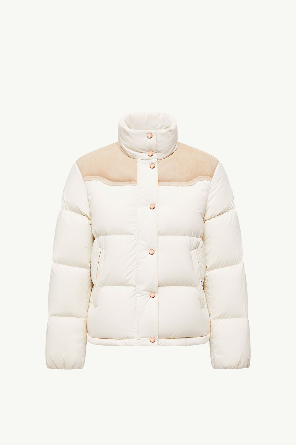 Angelys Suede-Trimmed Short Down Jacket Women White Moncler 2