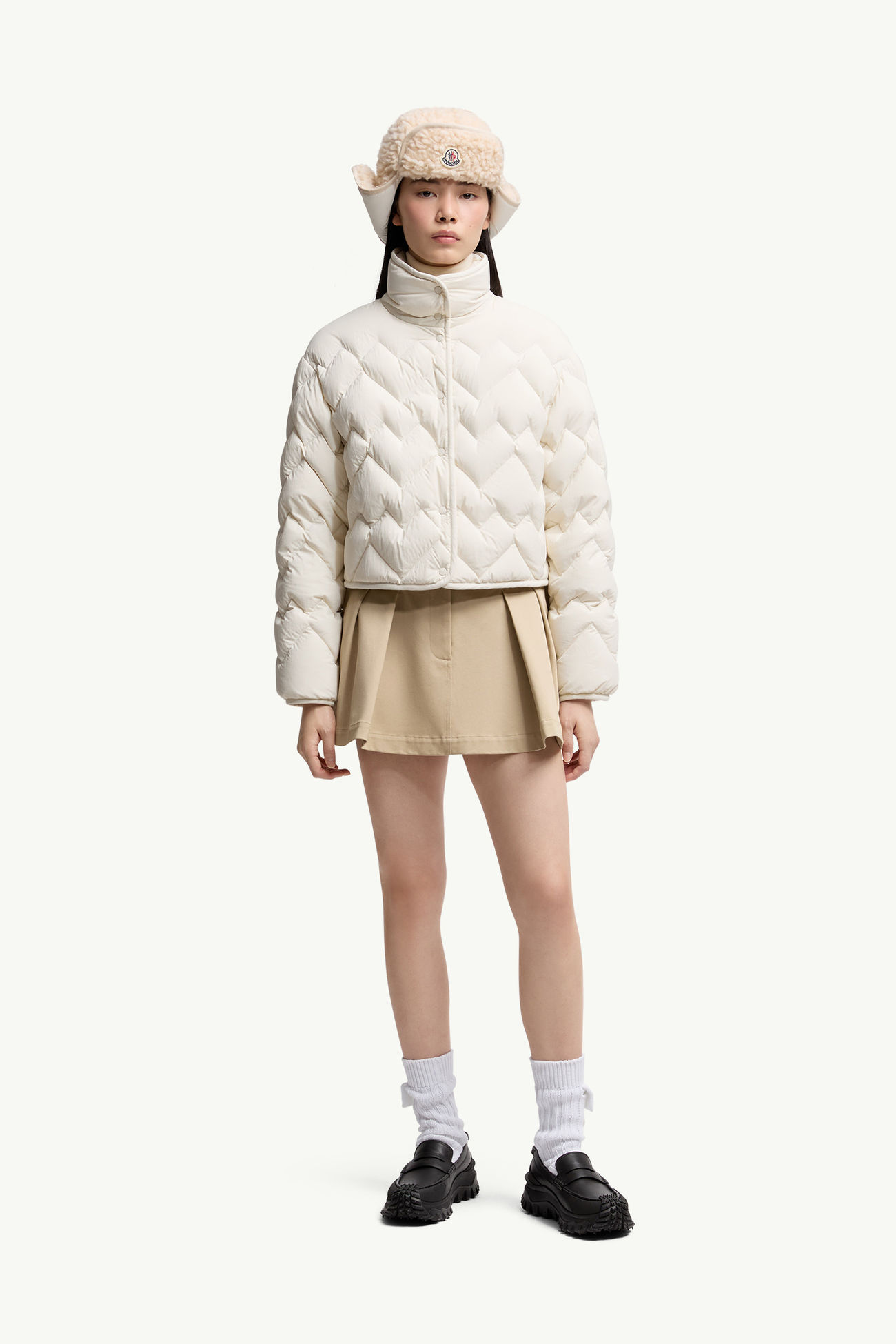 Piumino Corto Senevee con Trapuntatura a Cuori Donna Bianco Moncler 0