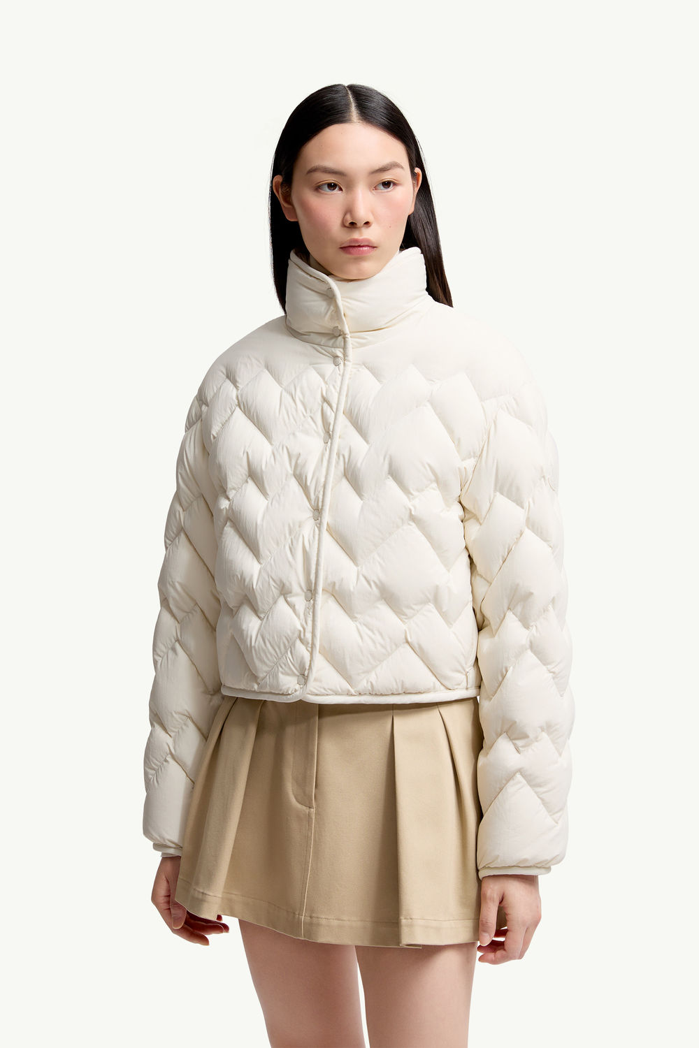 Senevee Heart-Quilted Short Down Jacket Women White Moncler 3