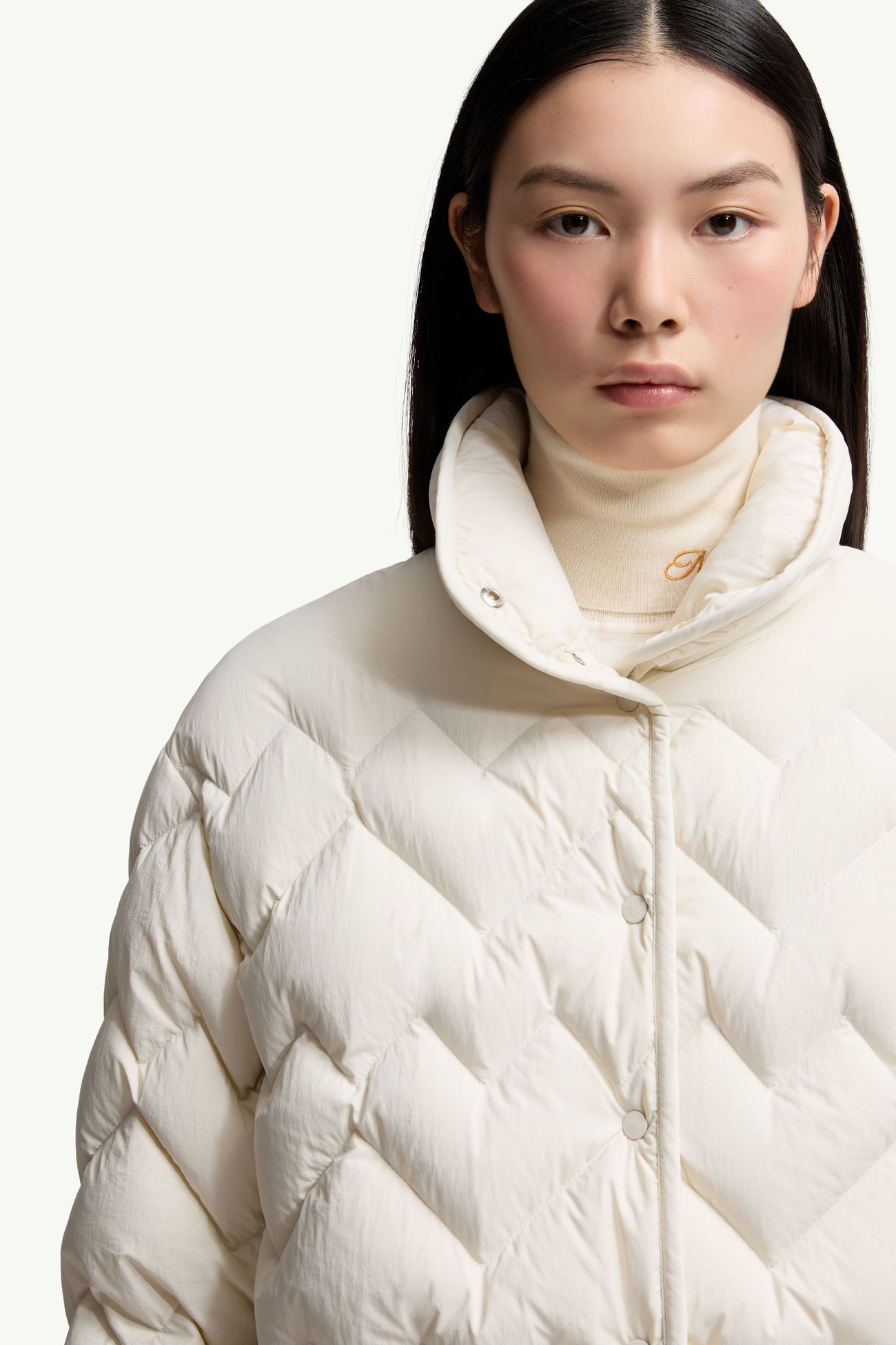 Piumino Corto Senevee con Trapuntatura a Cuori Donna Bianco Moncler 6