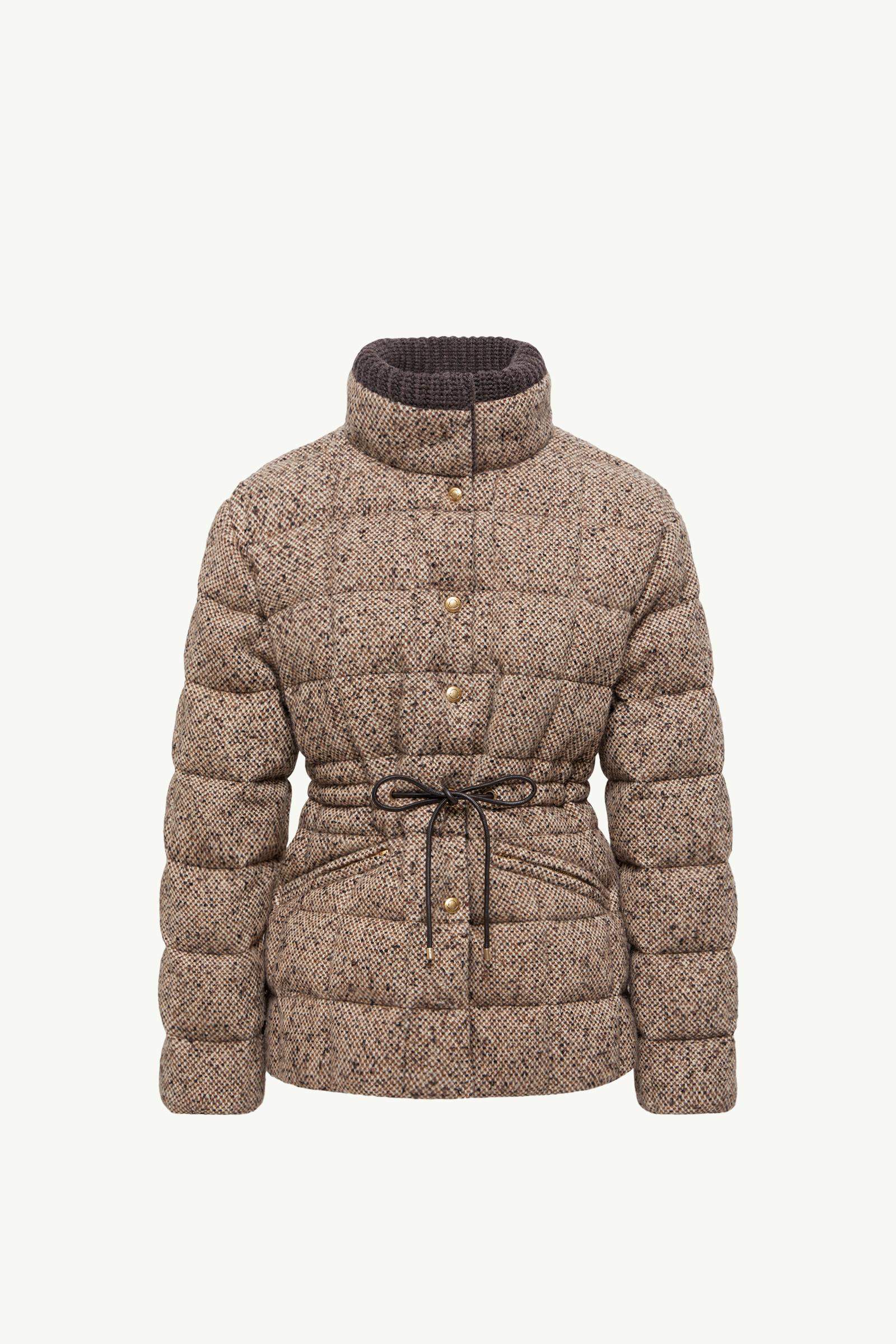 Light Brown Antigony Wool Blend Short Down Jacket - Short Down
