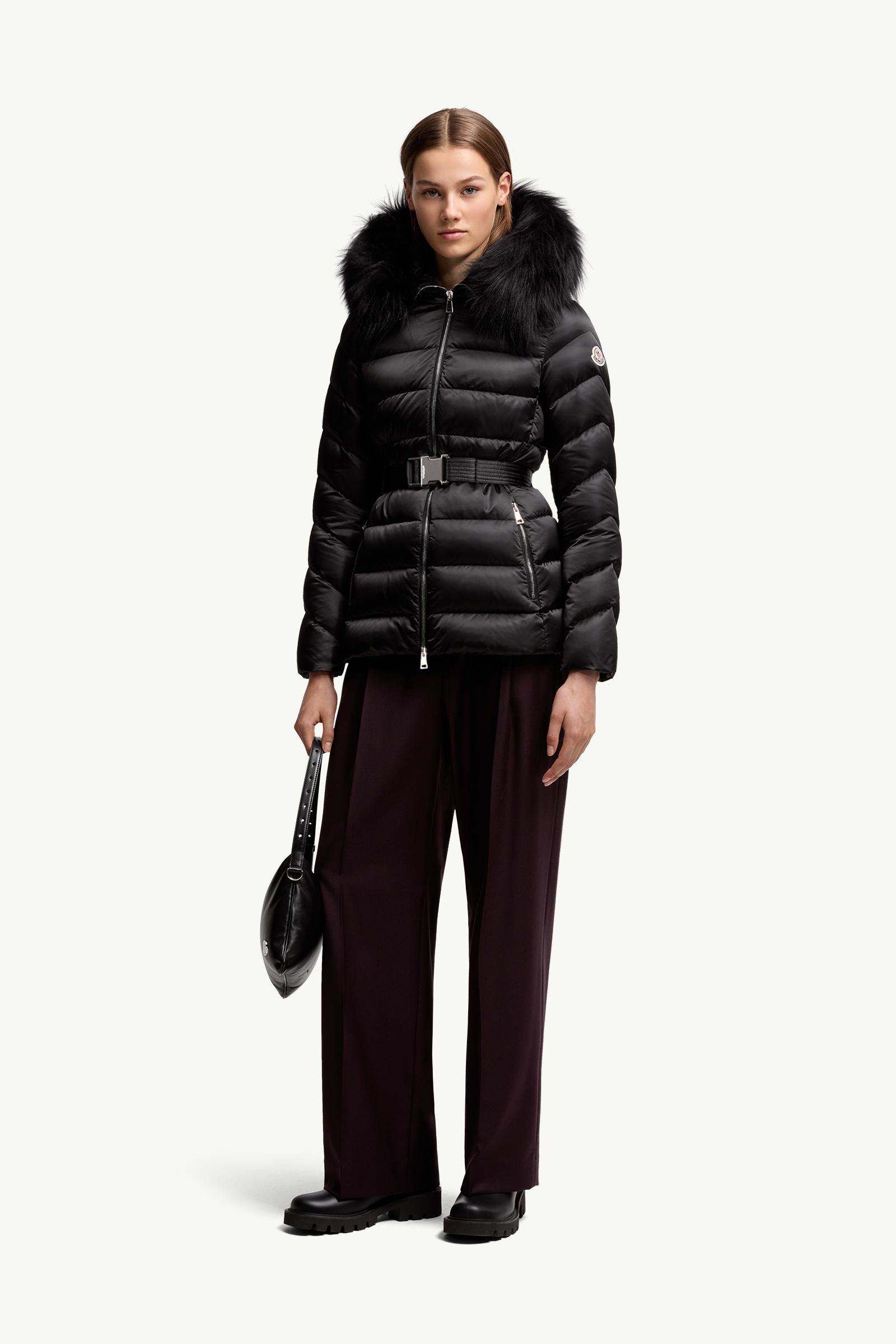 Black Cupidone Hooded Shearling-Trimmed Short Down Jacket - Short