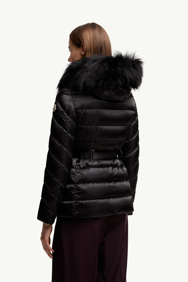 Cupidone Hooded Shearling-Trimmed Short Down Jacket Women Black Moncler 4