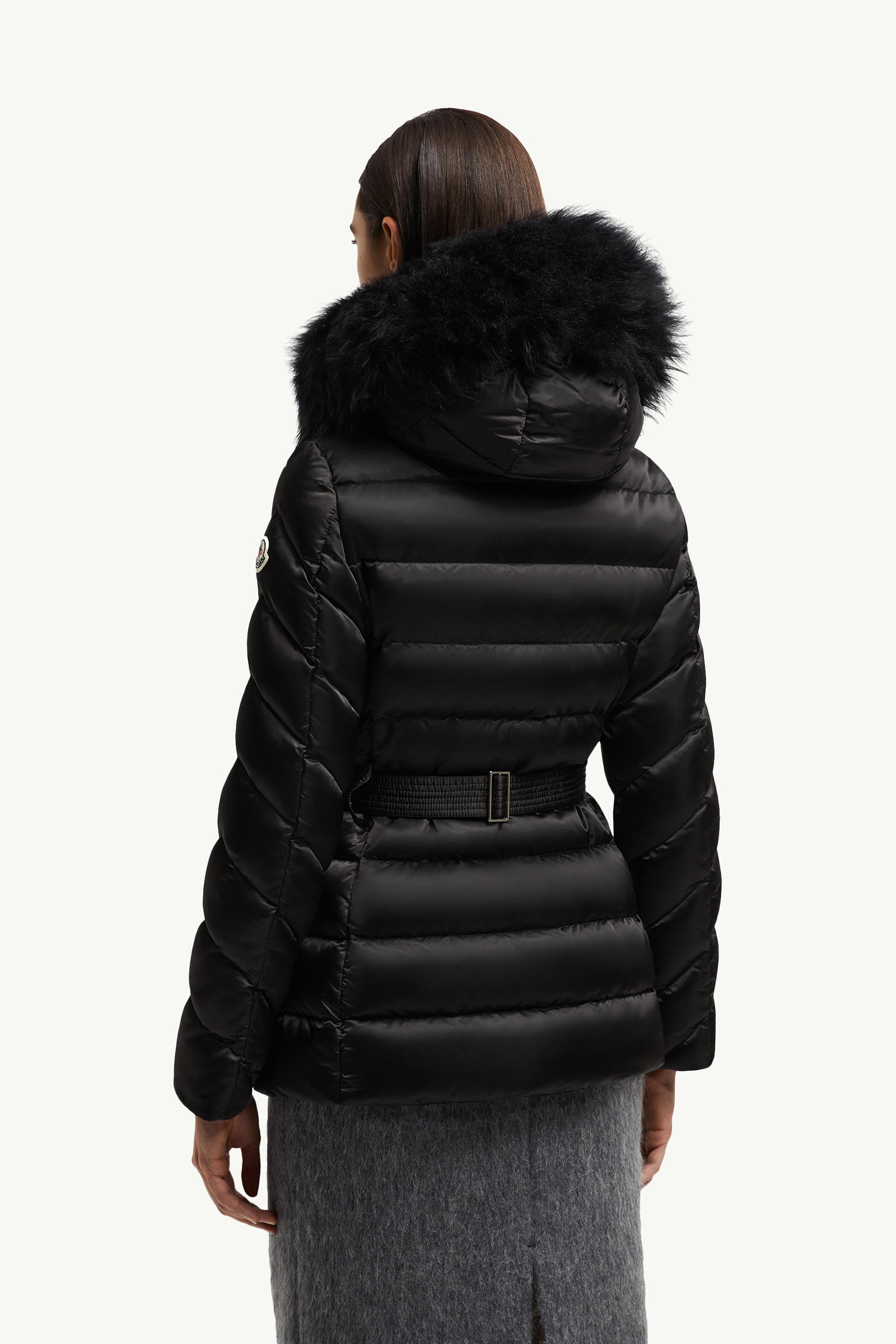 Cupidone Hooded Shearling-Trimmed Short Down Jacket Women Black Moncler 4