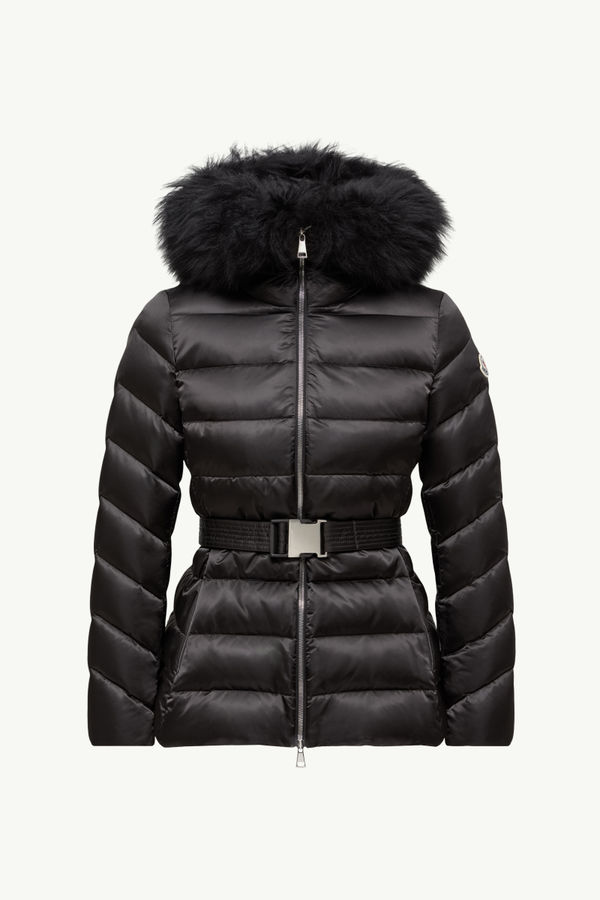 Cupidone Hooded Shearling-Trimmed Short Down Jacket Women Black Moncler 2