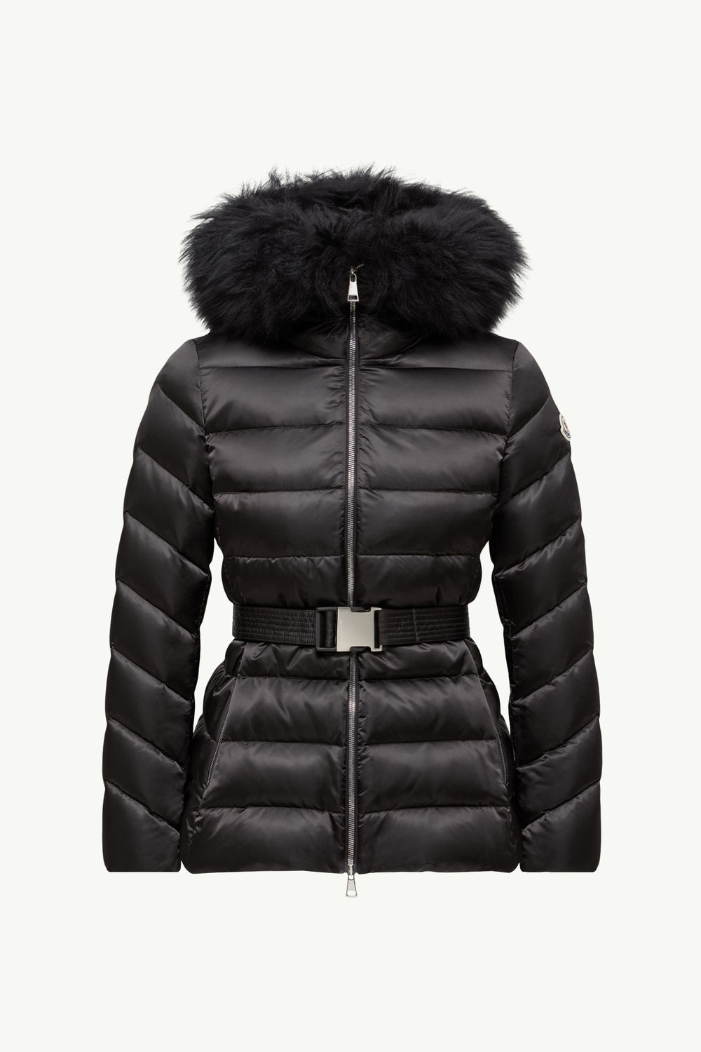 Cupidone kurze Daunenjacke mit Kapuze und Shearling-Besatz Damen Schwarz Moncler 2