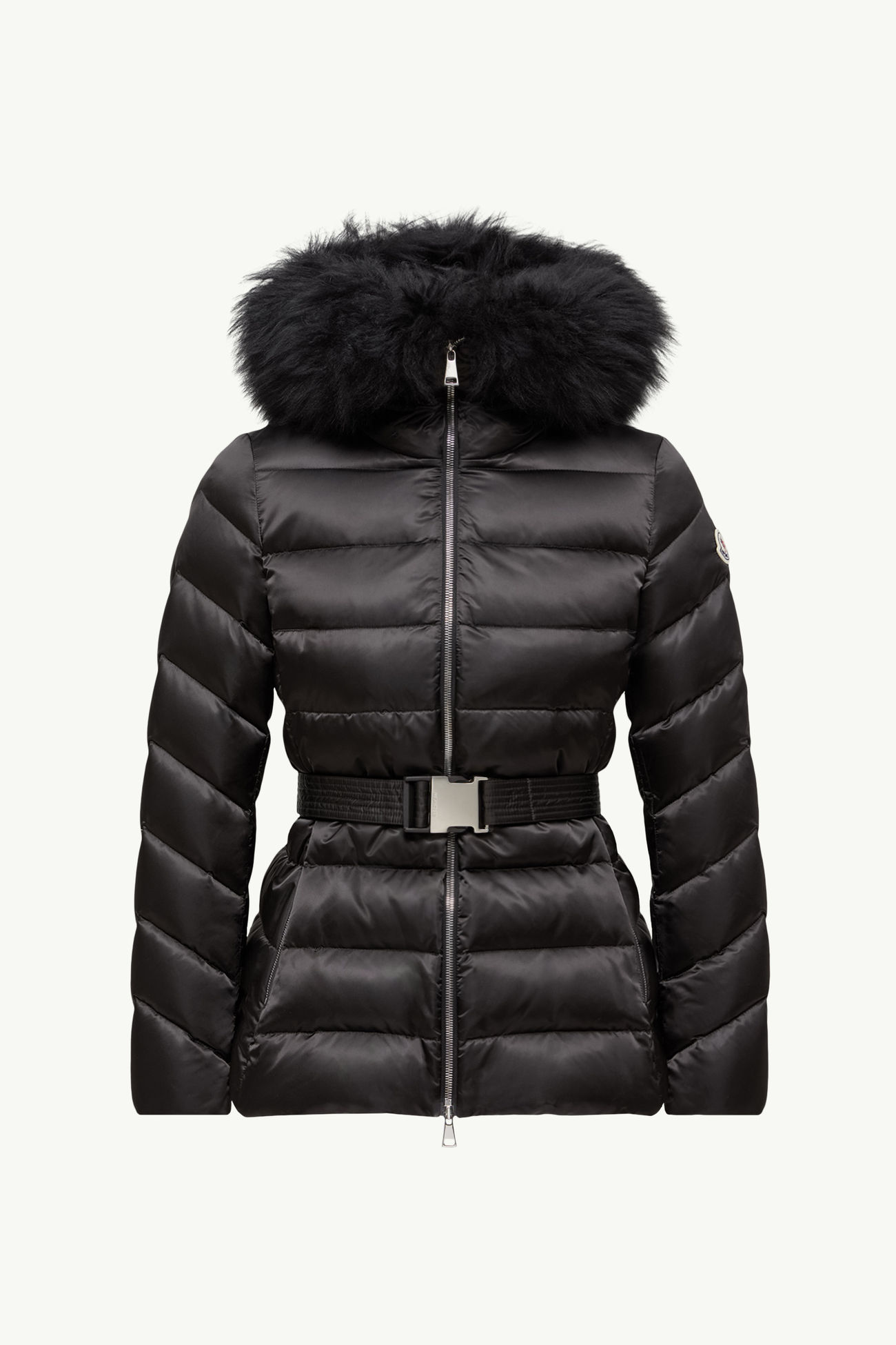 Piumino corto Cupidone con cappuccio e orlo in shearling Donna Nero Moncler 2
