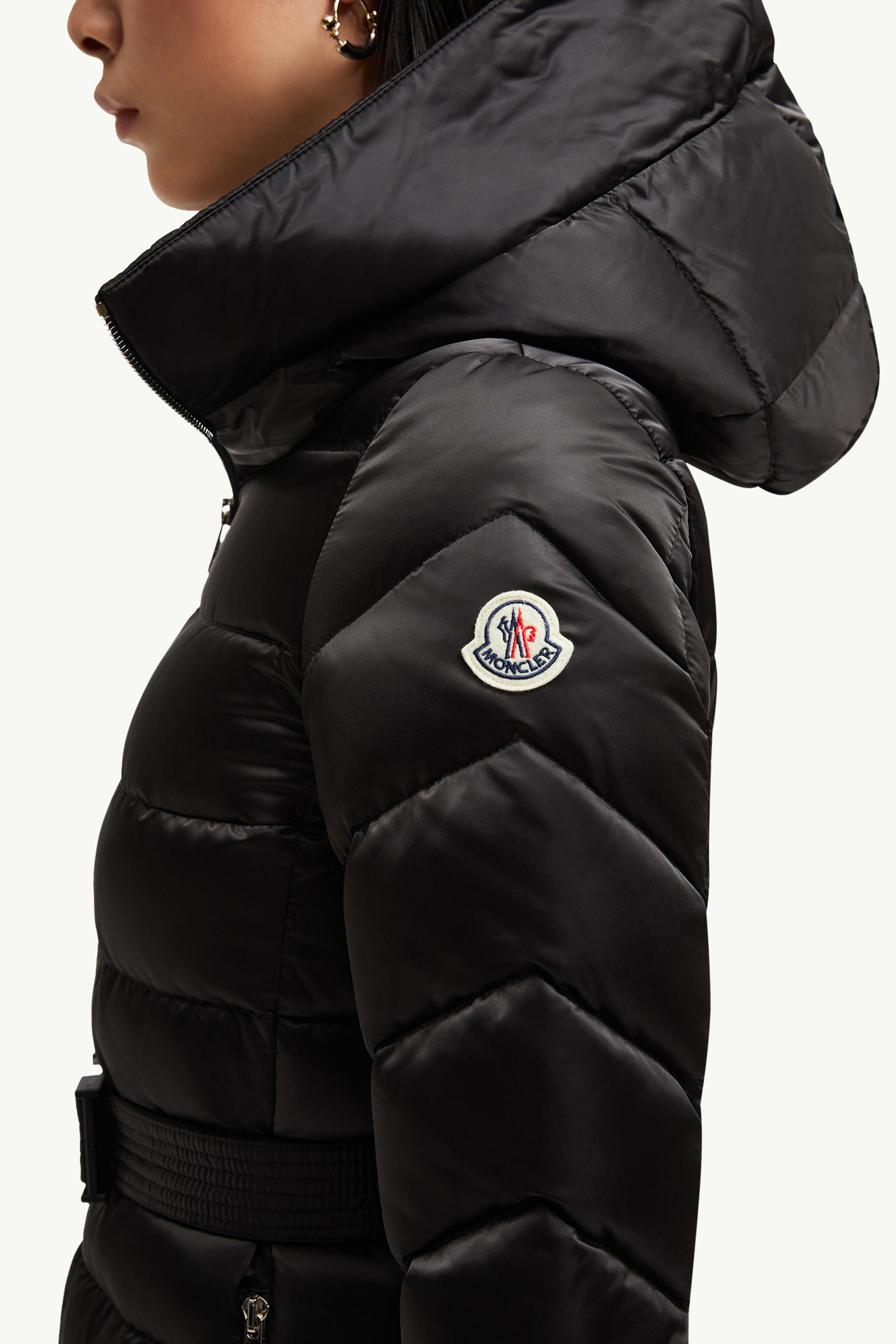 Cupidone Hooded Shearling-Trimmed Short Down Jacket Women Black & Beige Moncler 5