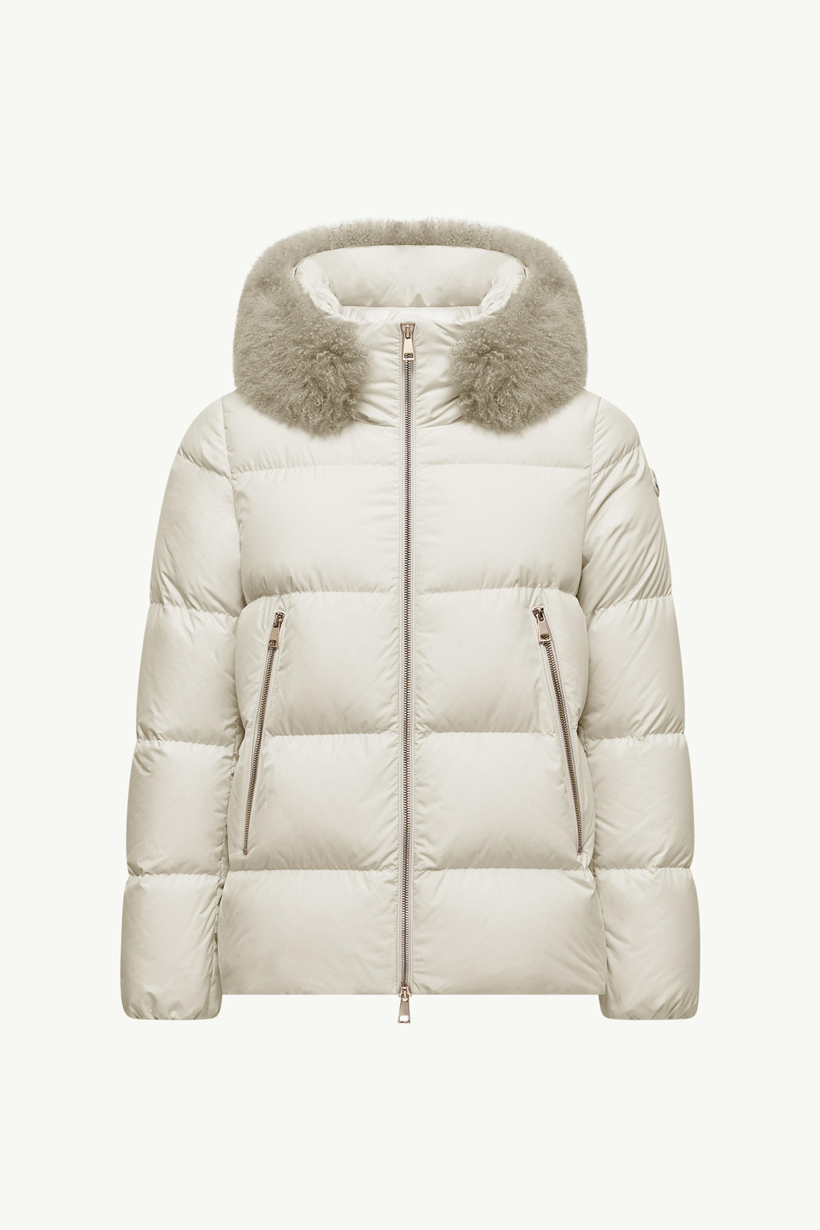 Laichefur連帽羔羊毛飾邊短身羽絨外套 女士 白色 Moncler 2