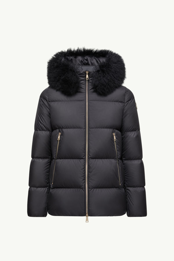 Doudoune courte à capuche bordée de shearling Laichefur Femmes Noir Moncler 2