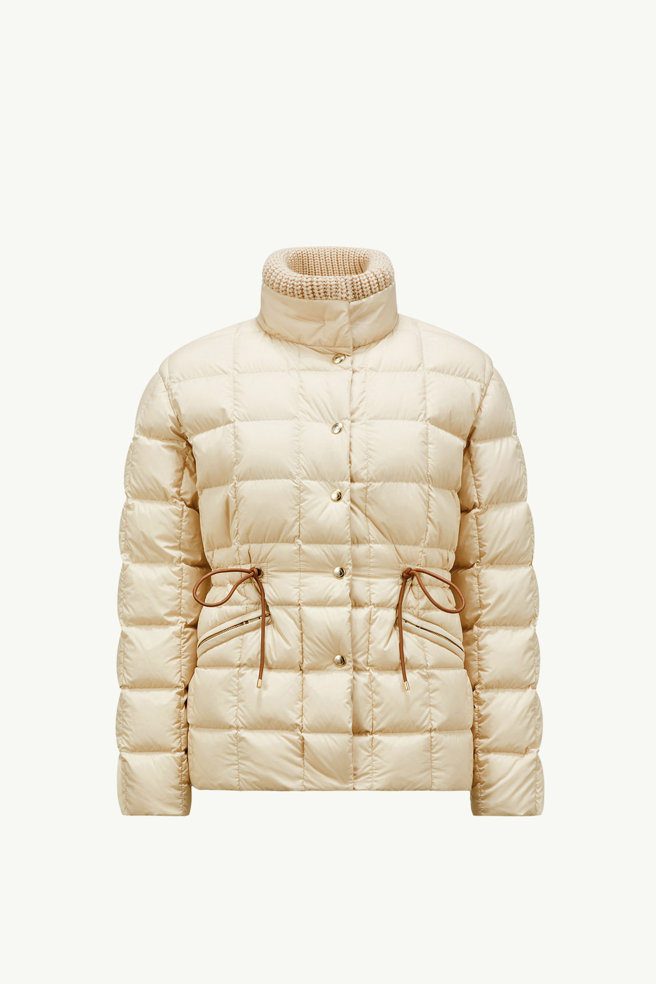Doudoune courte Antigone à bords en cuir Femmes Beige Moncler 2
