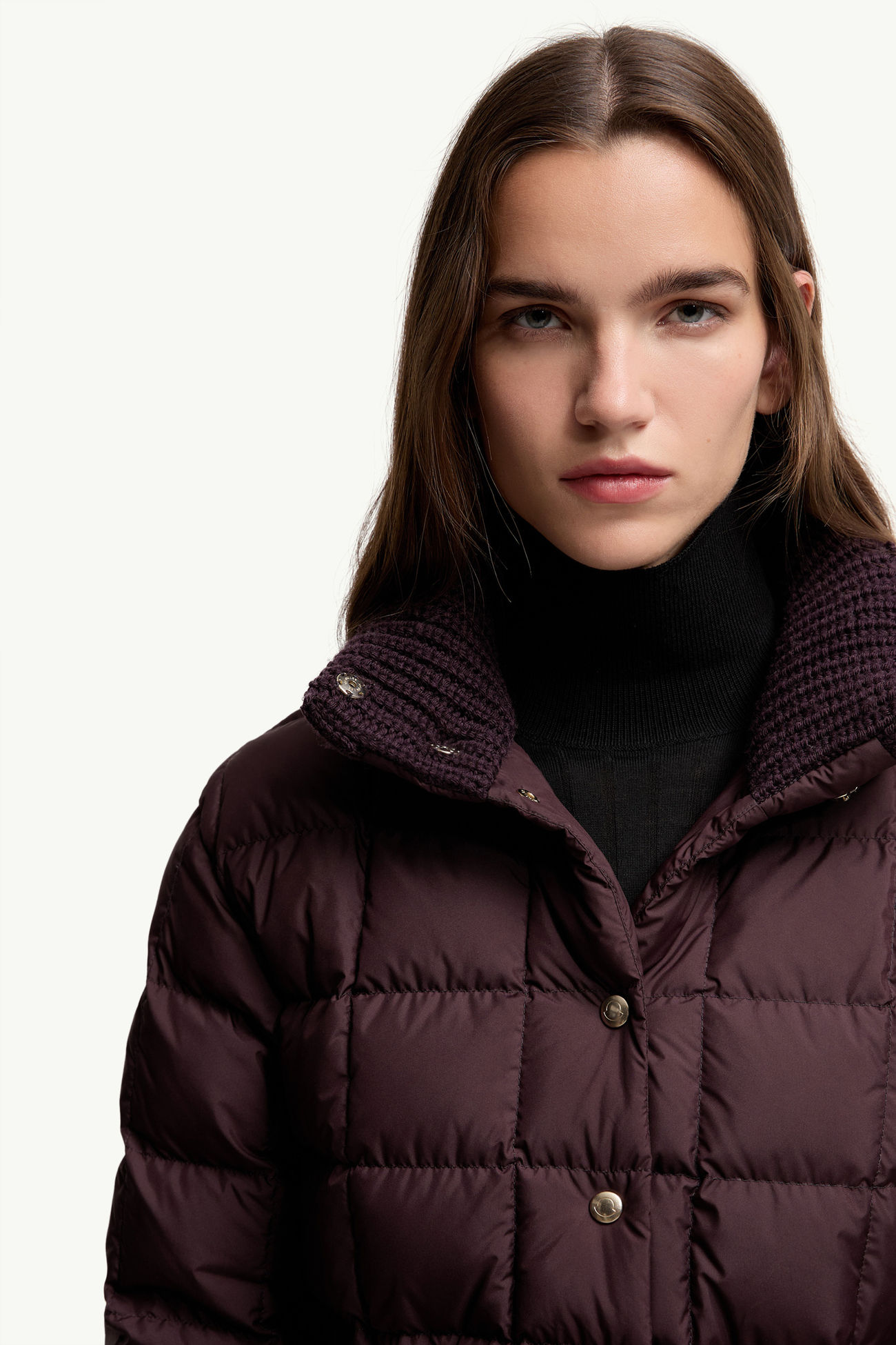 Piumino corto Antigone con finiture in pelle Donna Rosso Uva Moncler 6