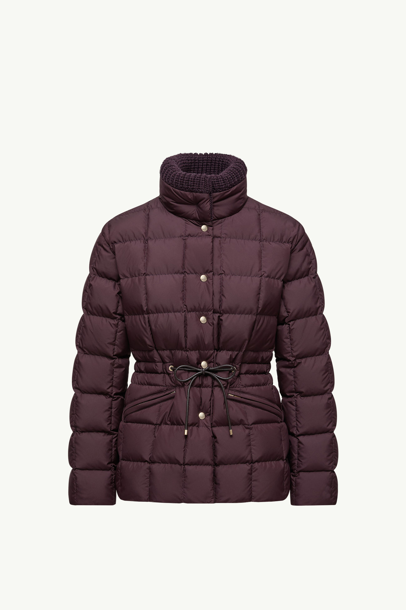 Piumino corto Antigone con finiture in pelle Donna Rosso Uva Moncler 2
