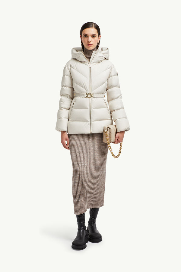 Brosse Diagonal-Quilted Hooded Short Down Jacket White Moncler 0