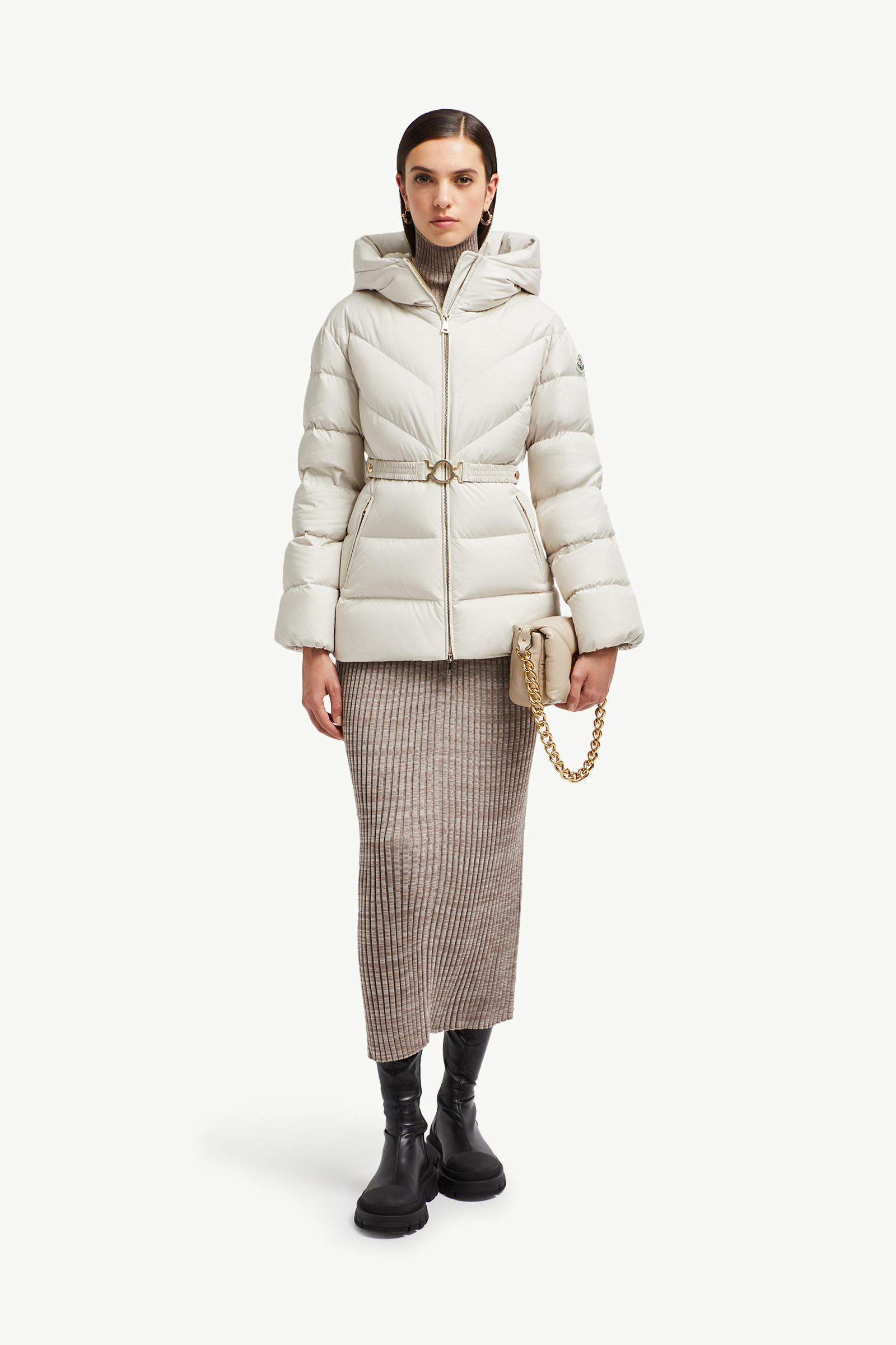 Brosse Diagonal-Quilted Hooded Short Down Jacket White Moncler 0