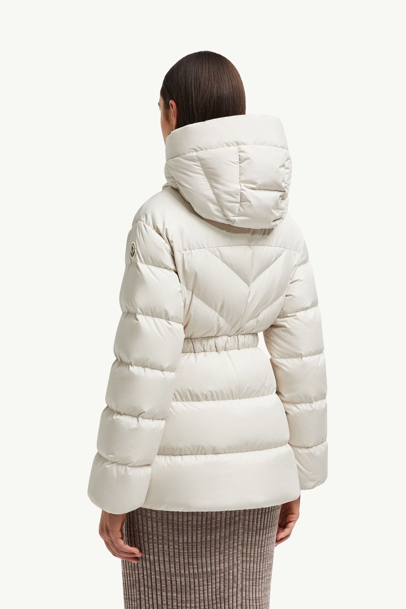 Brosse Diagonal-Quilted Hooded Short Down Jacket Women White Moncler 4
