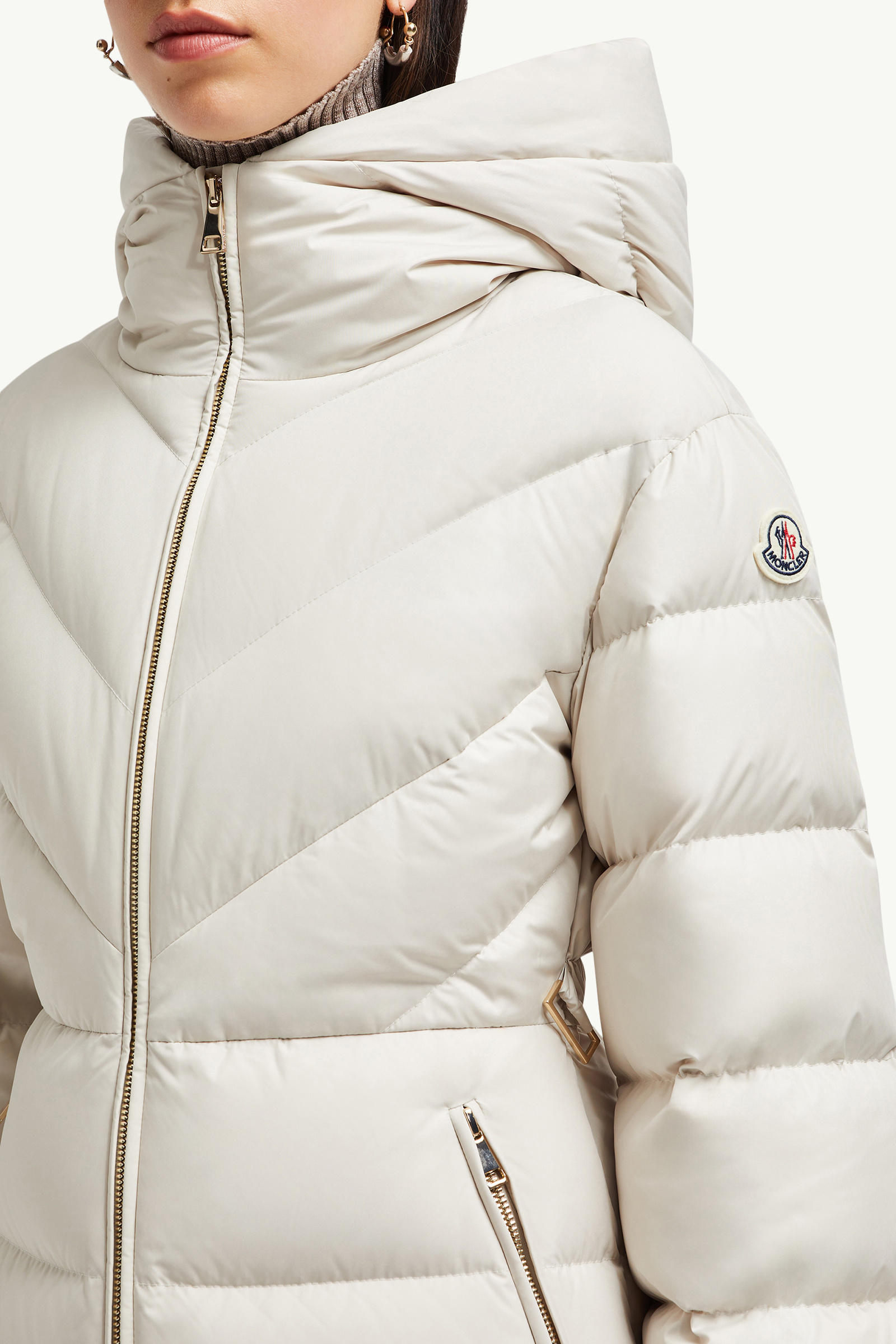 Brosse Diagonal-Quilted Hooded Short Down Jacket White Moncler 6
