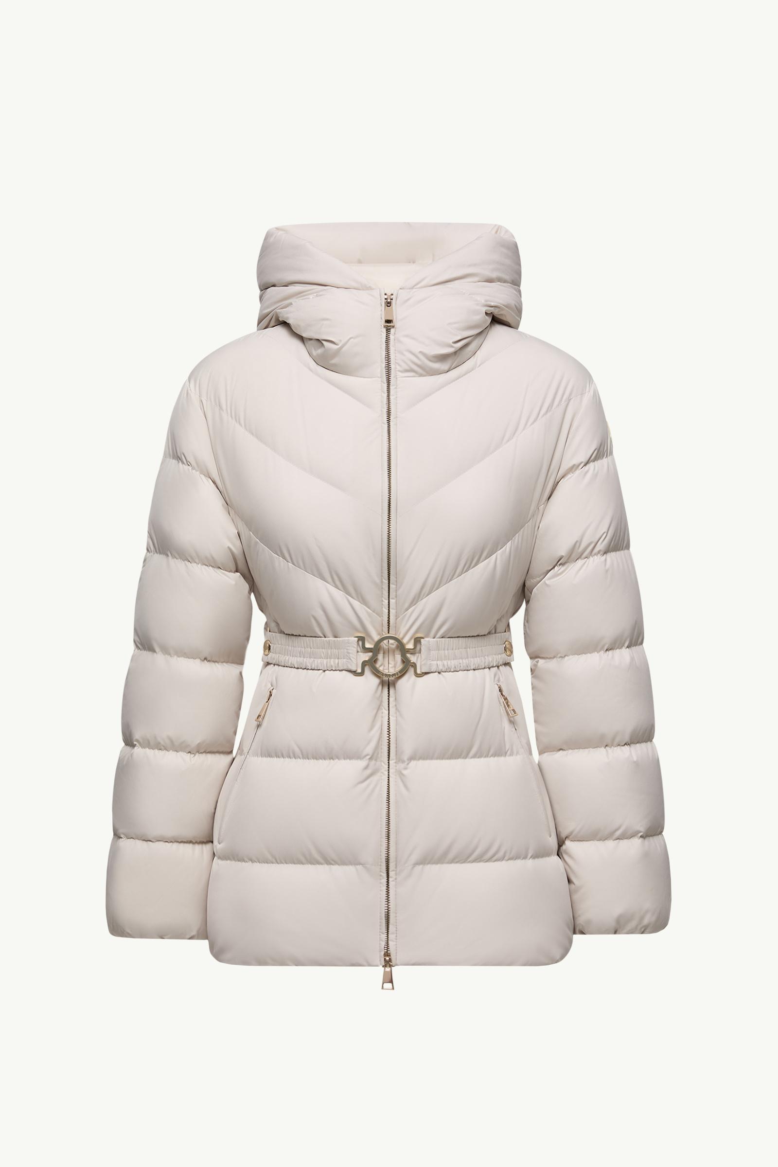 White Brosse Diagonal-Quilted Hooded Short Down Jacket - Short