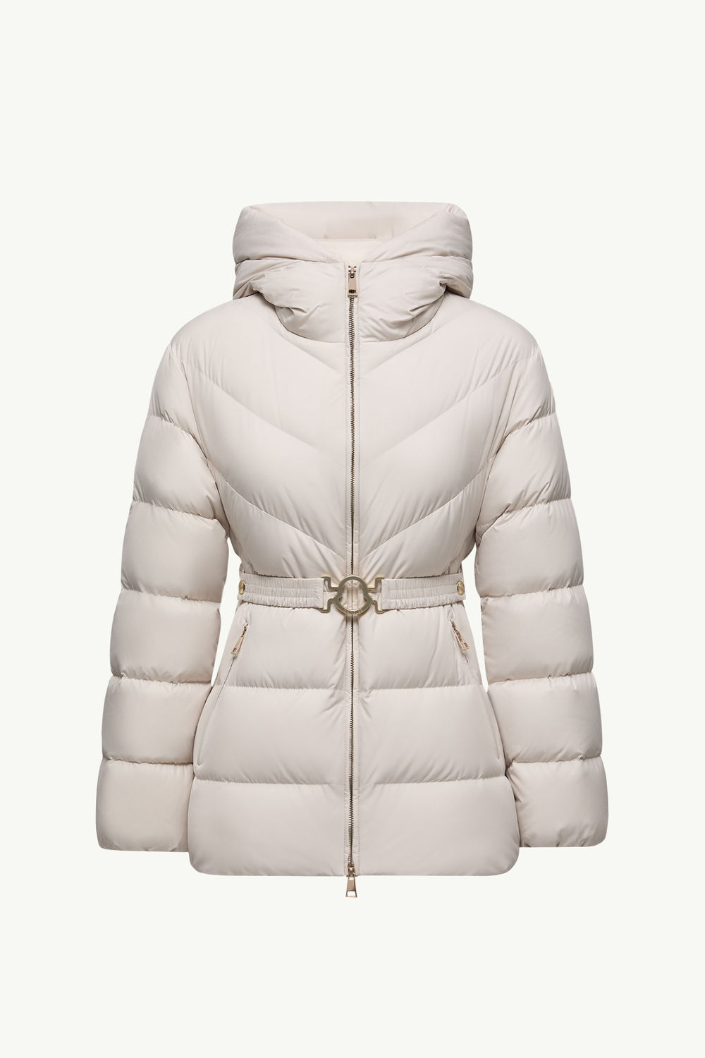 Brosse Diagonal-Quilted Hooded Short Down Jacket White Moncler 2