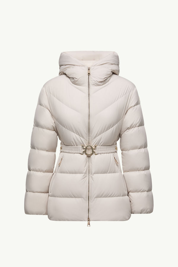Brosse Diagonal-Quilted Hooded Short Down Jacket White Moncler 2