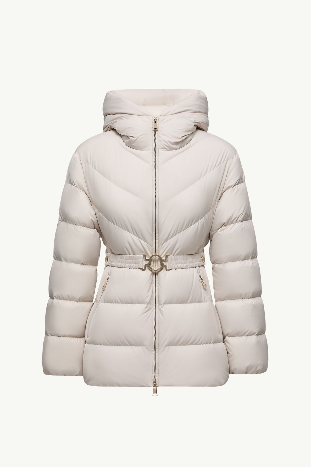 Brosse Diagonal-Quilted Hooded Short Down Jacket Women White Moncler 2