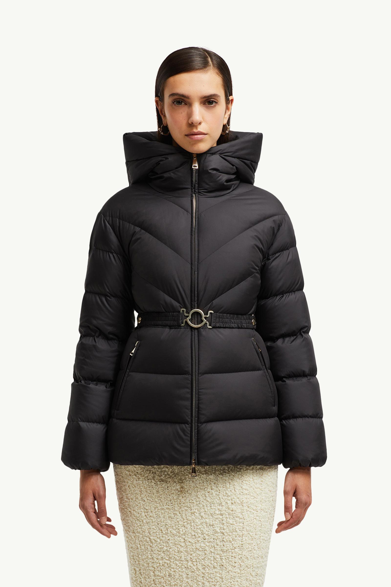 Black Brosse Diagonal-Quilted Hooded Short Down Jacket - Short