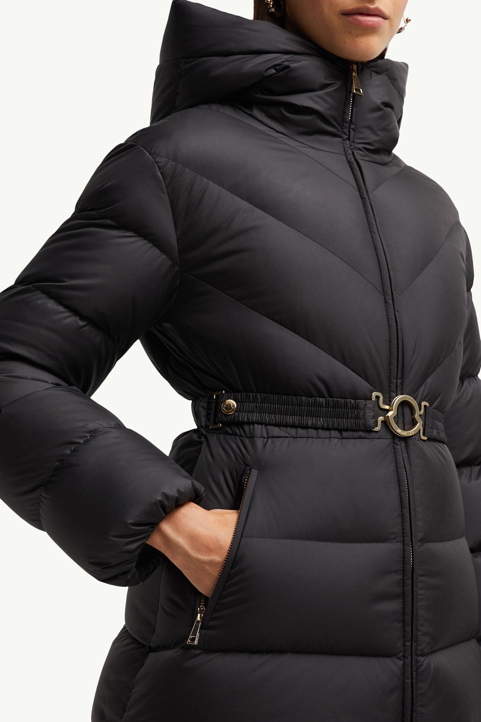 Black Brosse Diagonal-Quilted Hooded Short Down Jacket - Short
