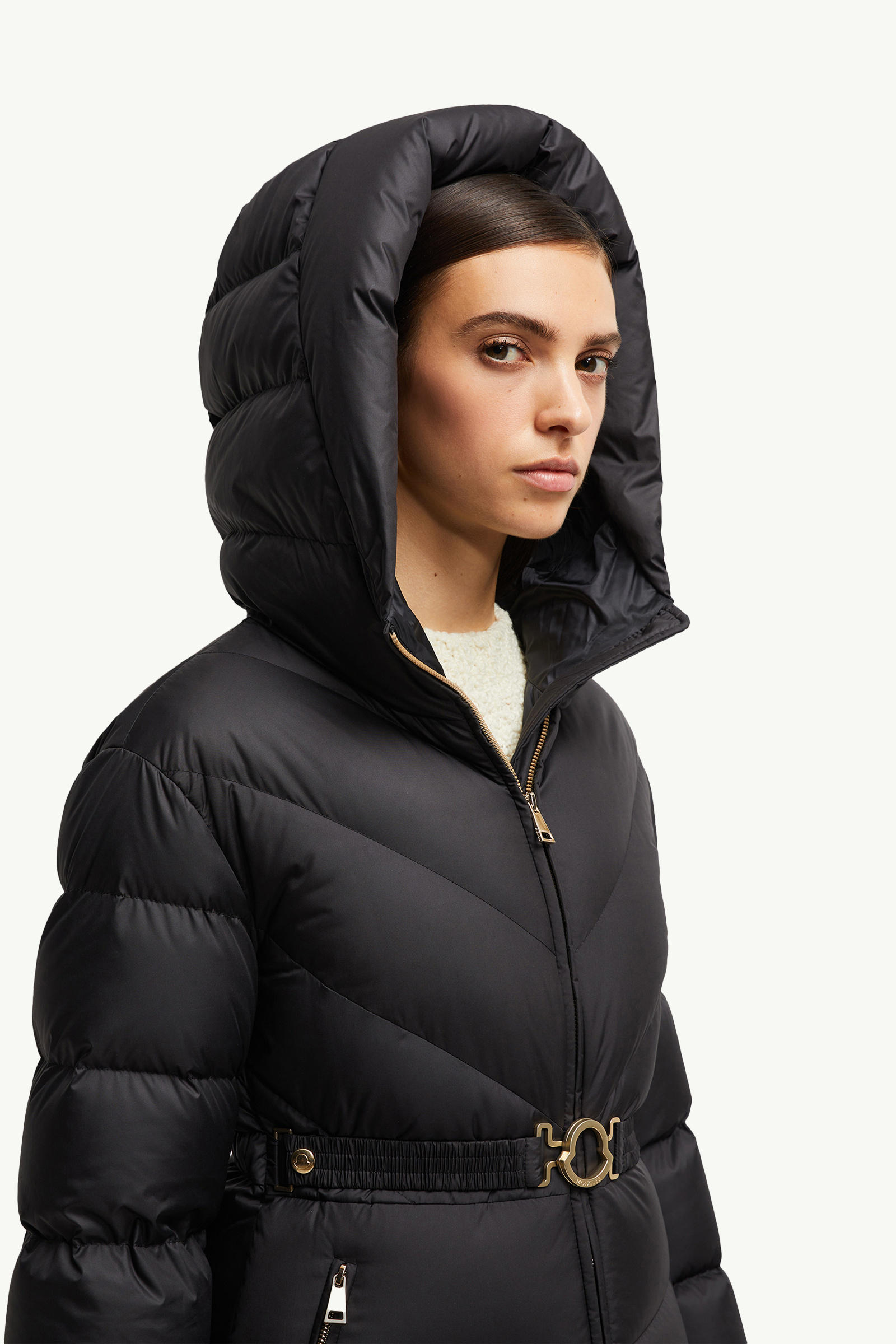 Brosse Diagonal-Quilted Hooded Short Down Jacket Black Moncler 6