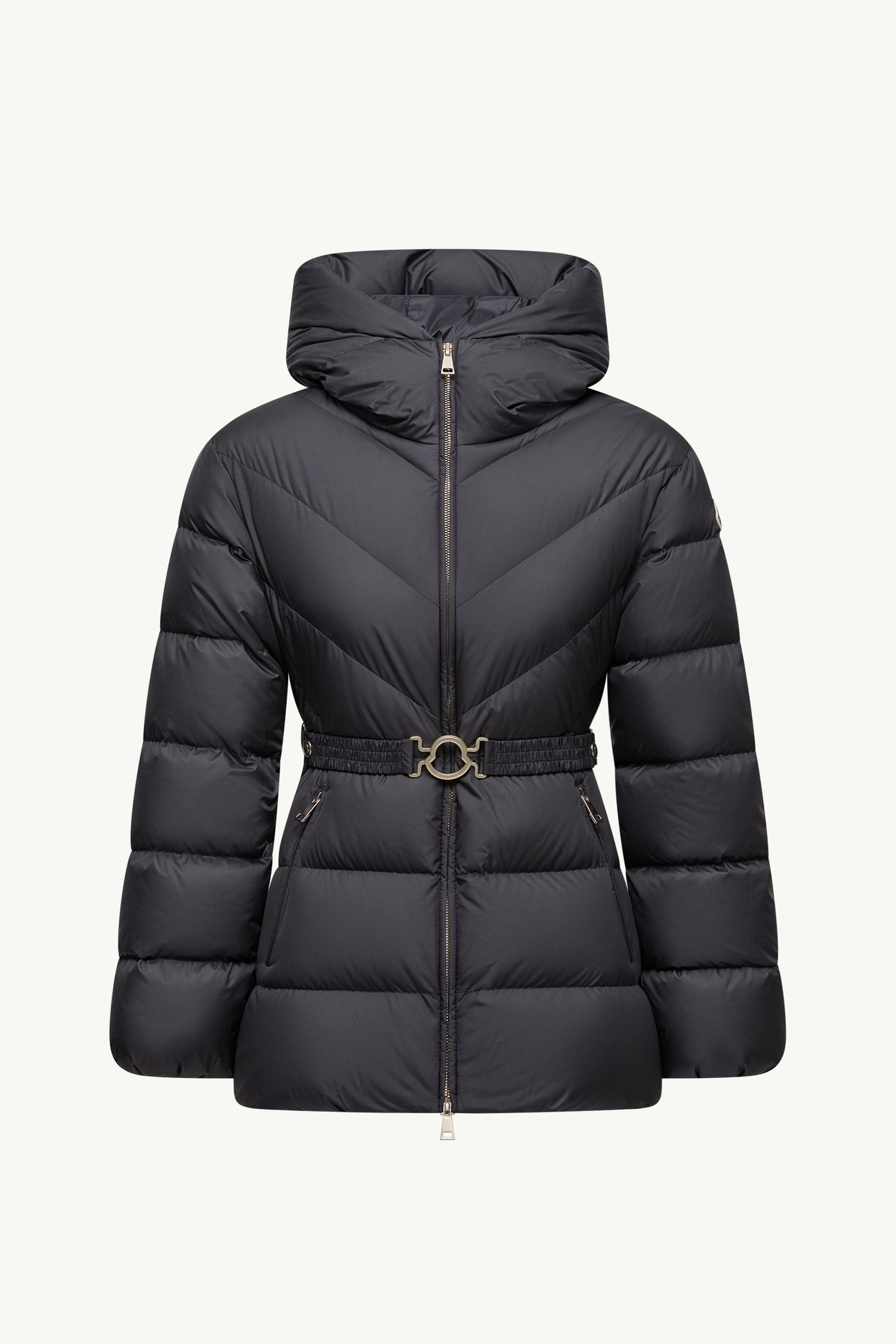 Brosse diagonal gesteppte kurze Daunenjacke mit Kapuze Damen Schwarz Moncler 2