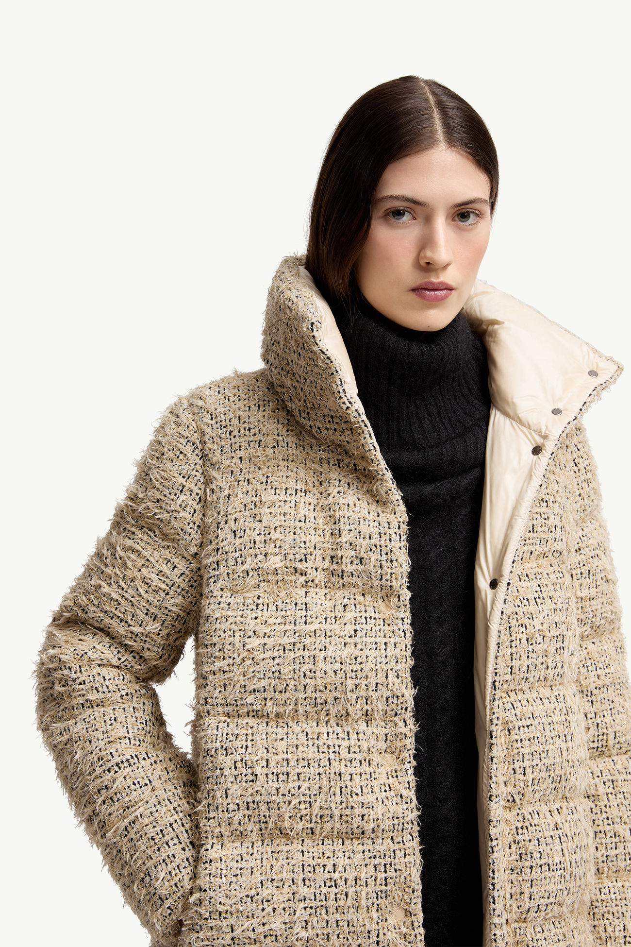 Cochelle粗花呢短身羽絨外套 女士 米色 Moncler 5