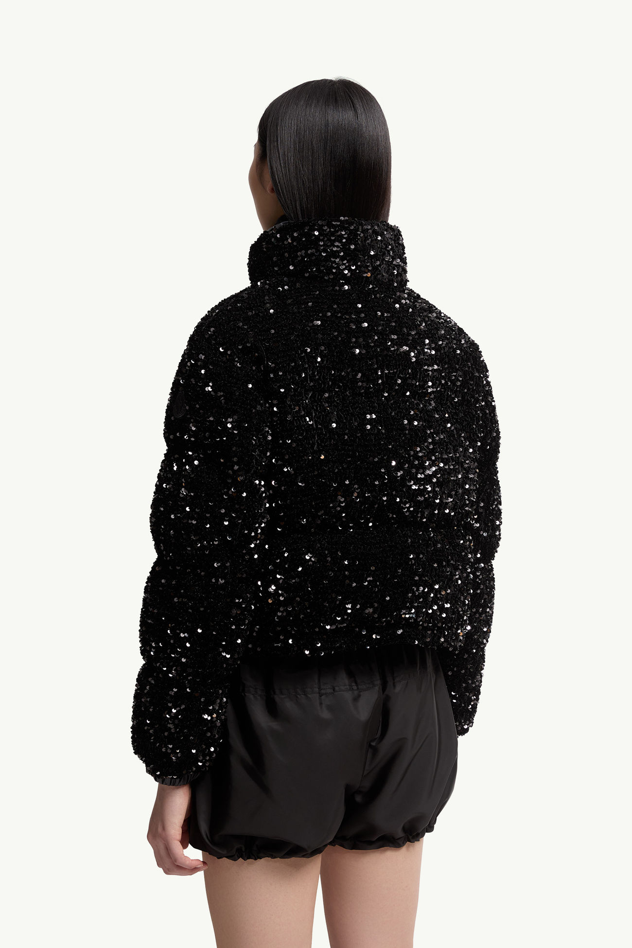 Louvi kurze Daunenjacke mit Paillettenstickerei Damen Schwarz Moncler 4