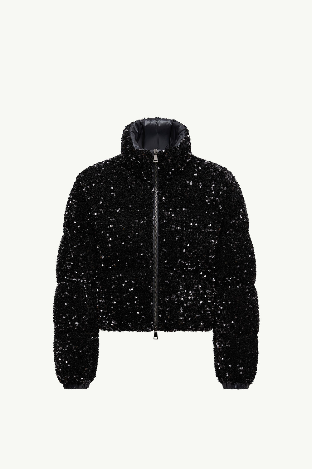 Louvi Sequin-Embroidered Short Down Jacket Women Black Moncler 2
