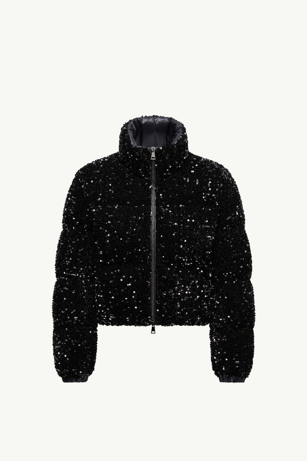 Louvi Sequin-Embroidered Short Down Jacket Women Black Moncler 2