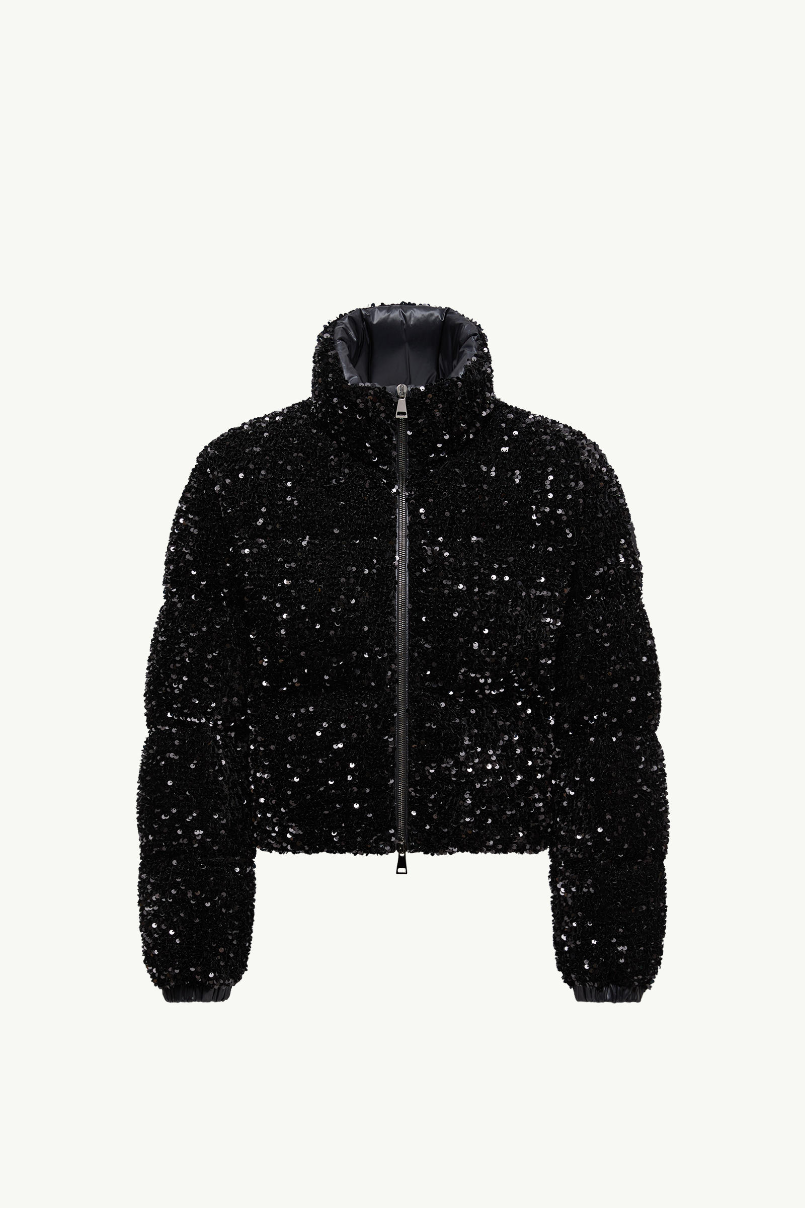Louvi Sequin-Embroidered Short Down Jacket Women Black Moncler 2