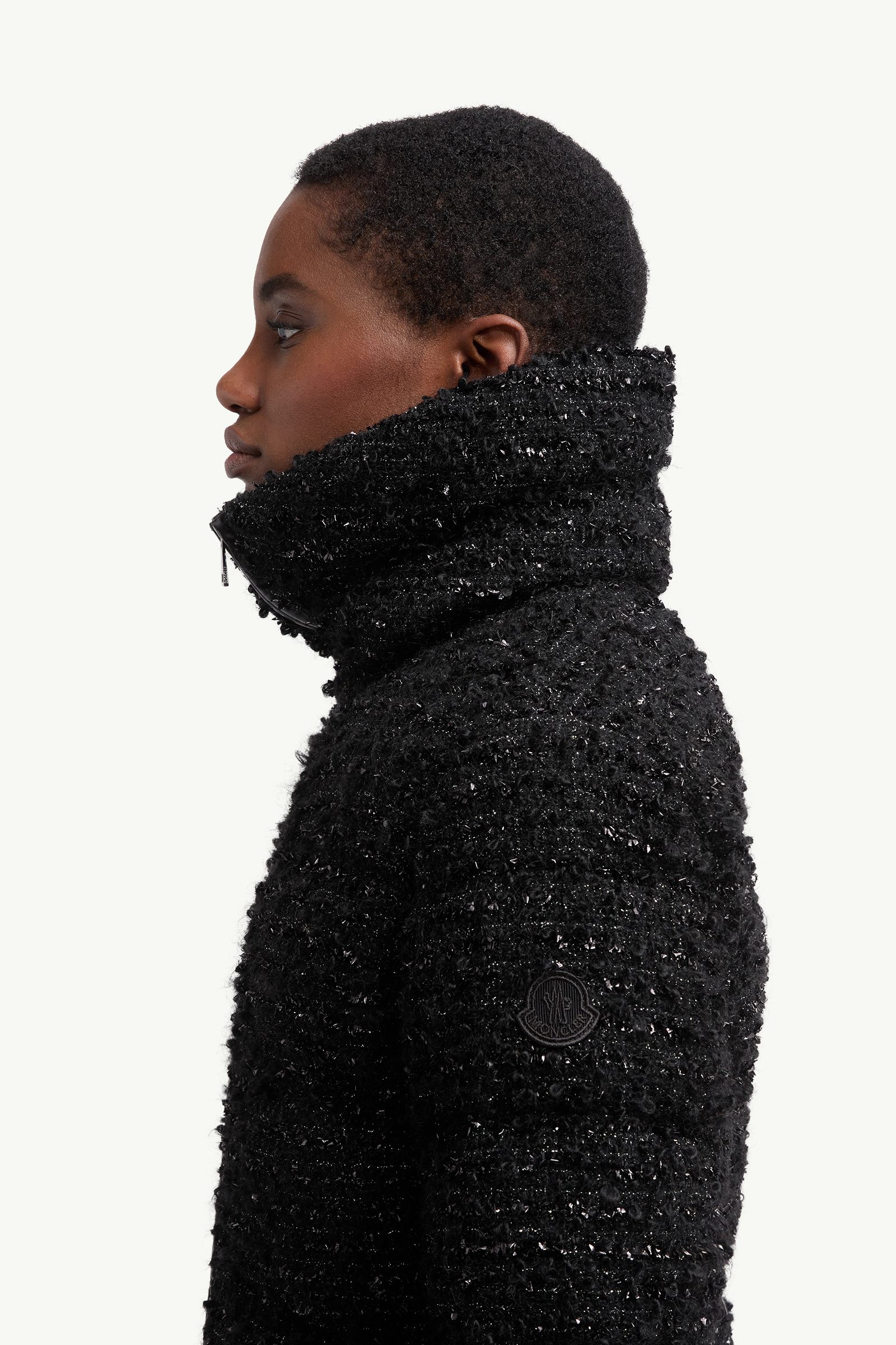 Urbel Tweed Short Down Jacket Women Black Moncler 1