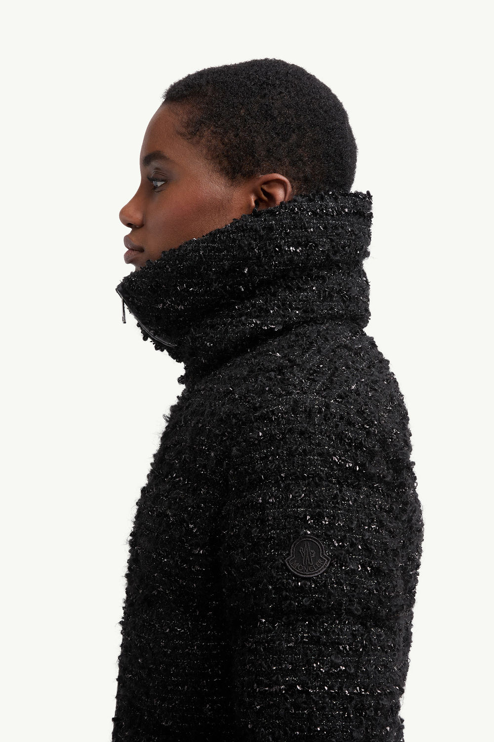 Urbel Tweed Short Down Jacket Women Black Moncler 1
