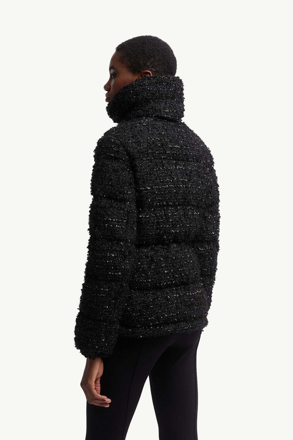 Urbel Tweed Short Down Jacket Women Black Moncler 4
