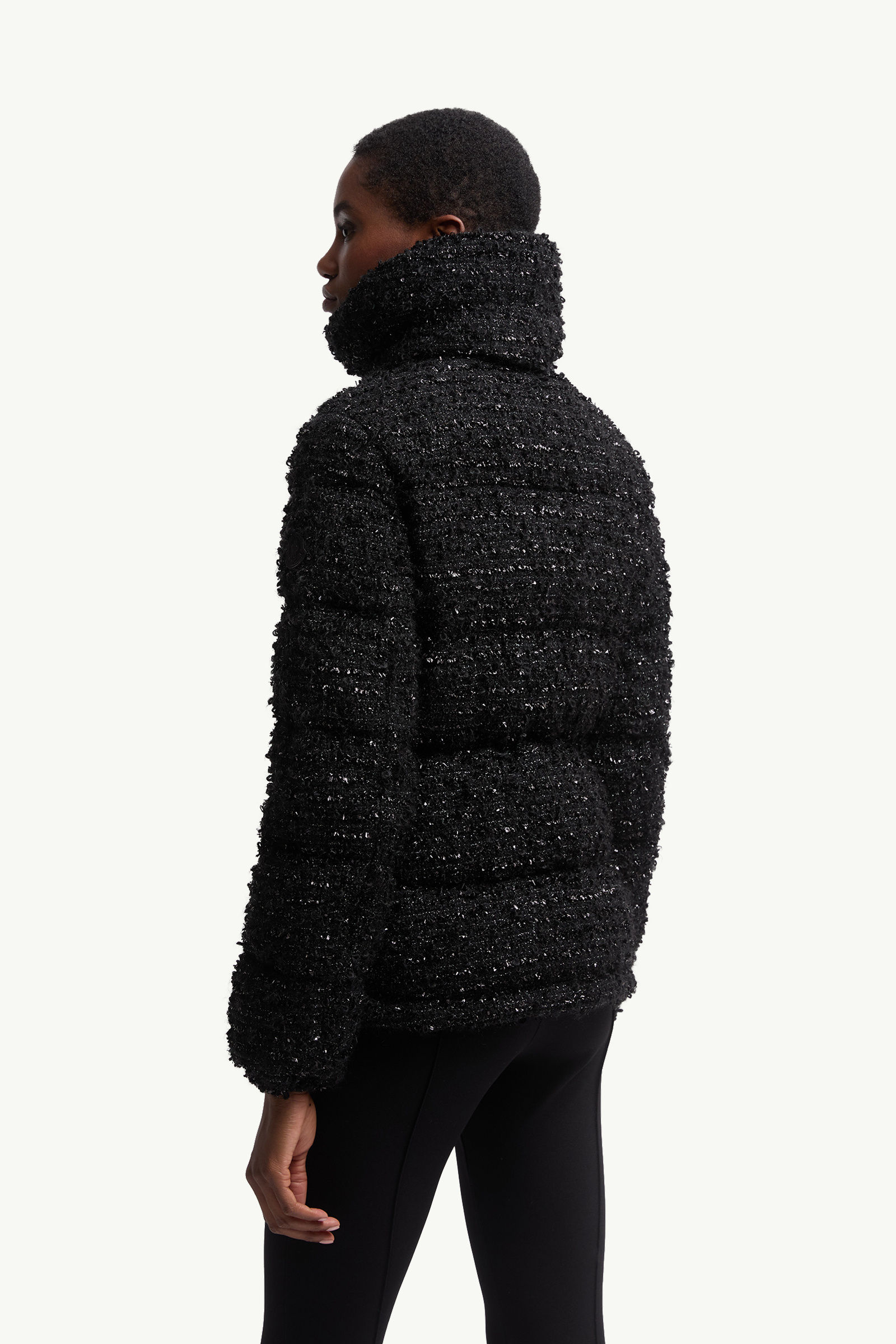 Urbel Tweed Short Down Jacket Women Black Moncler 4