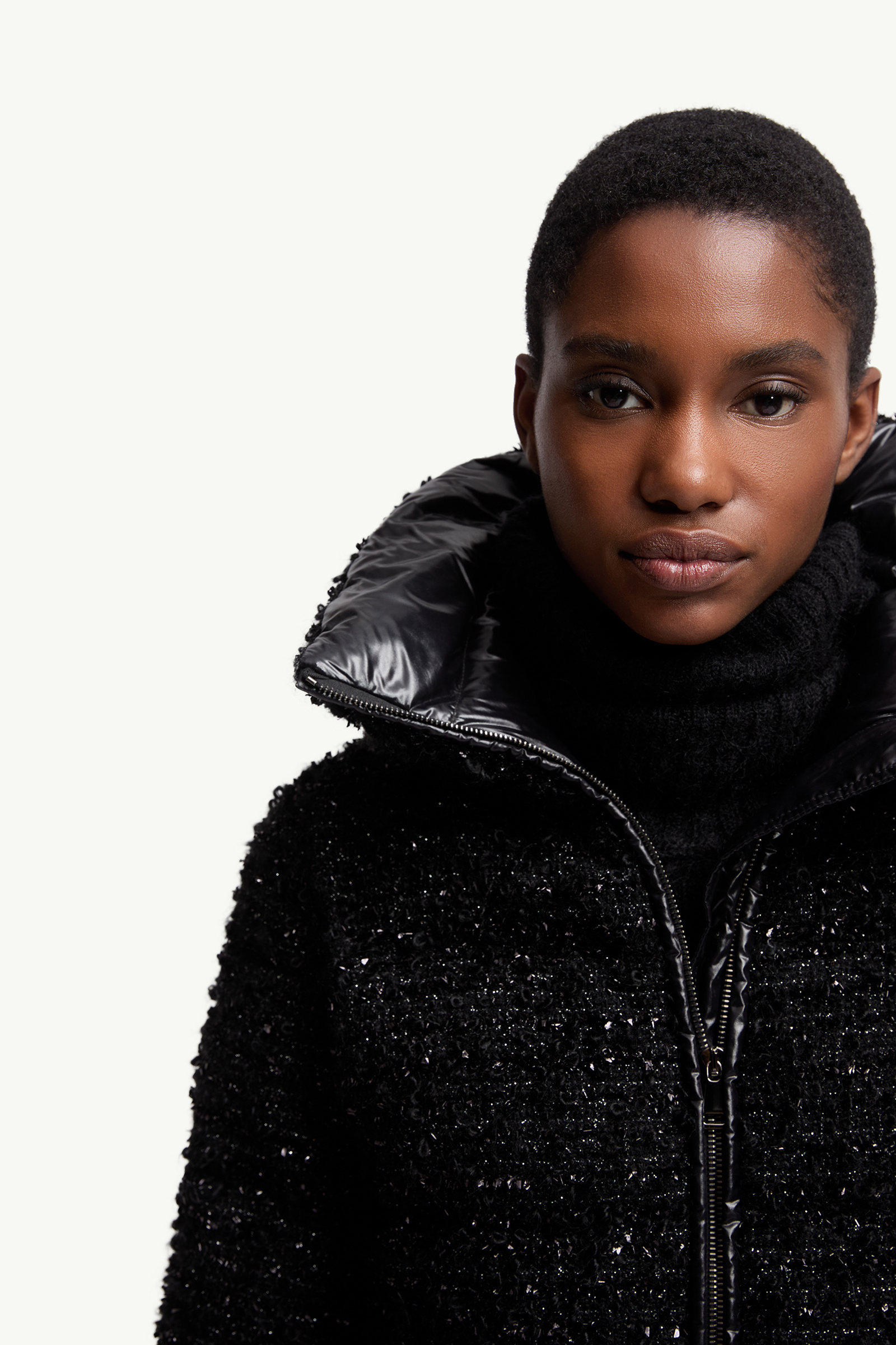 Urbel Tweed Short Down Jacket Women Black Moncler 5