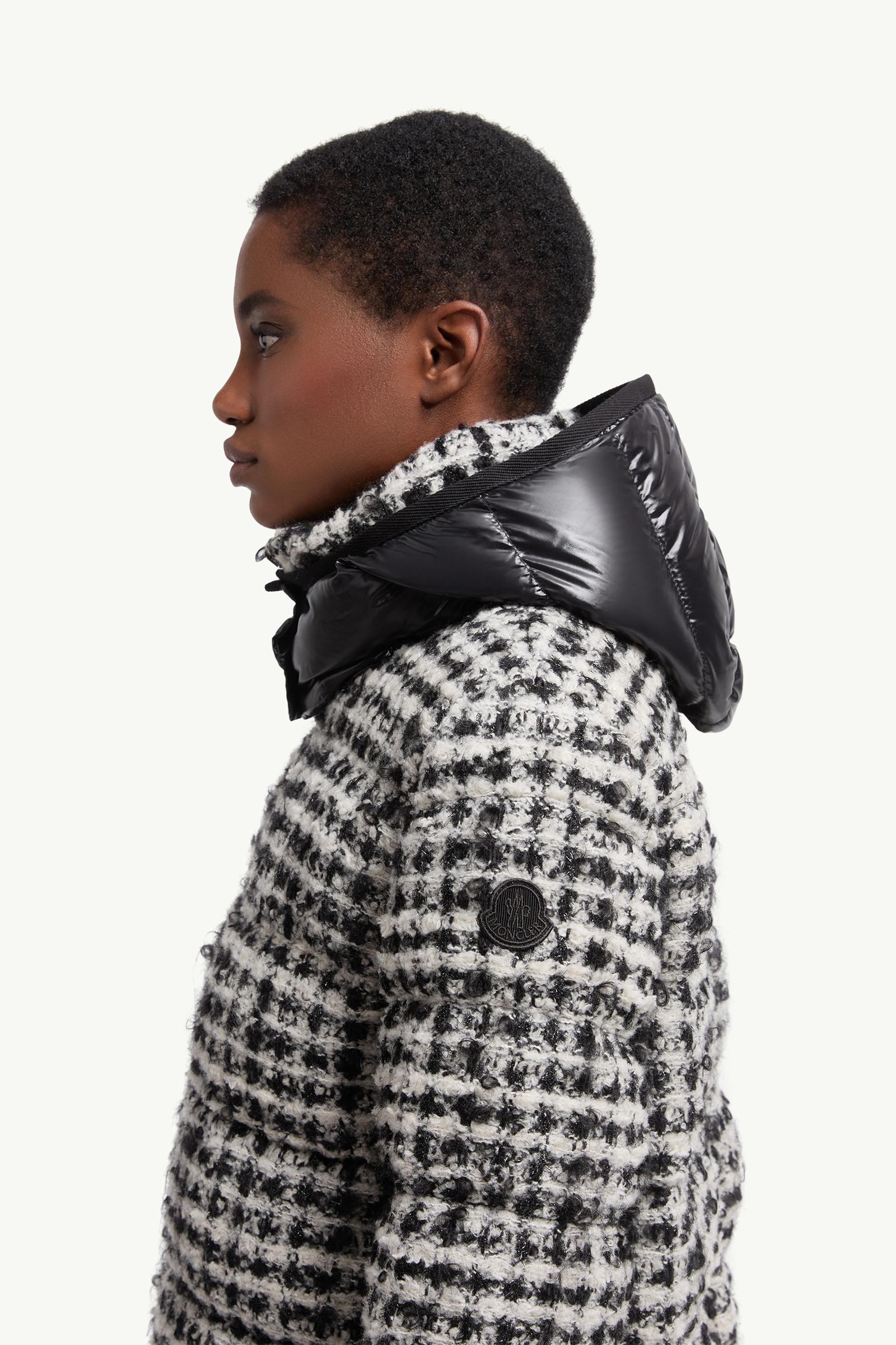Piumino Corto con Cappuccio in Tweed Andronne Donna Bianco & Nero Moncler 1
