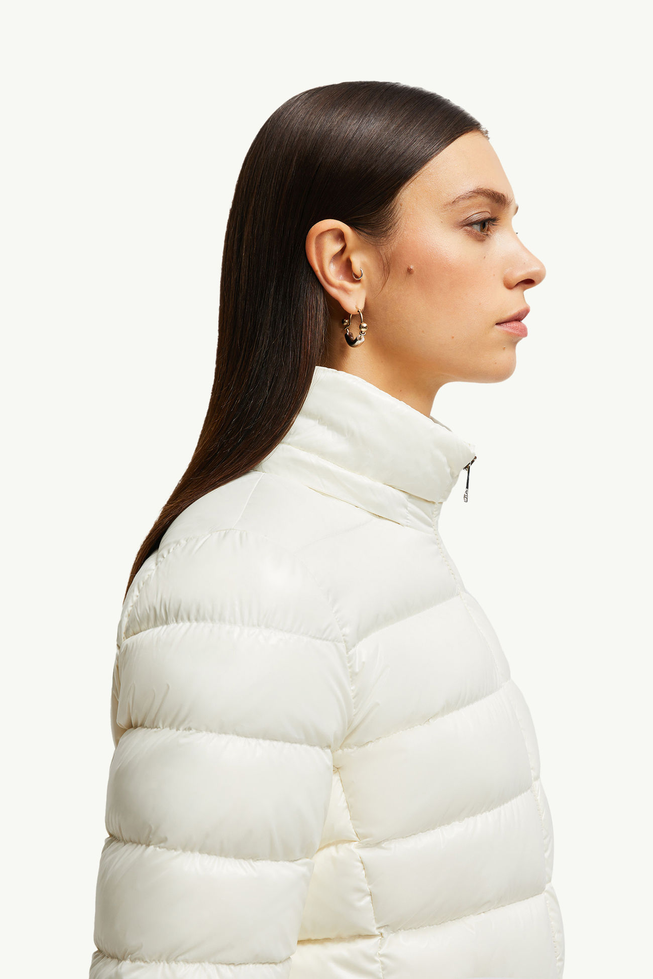 Badyf合成物料飾邊連帽短身羽絨外套 女士 白色 Moncler 6