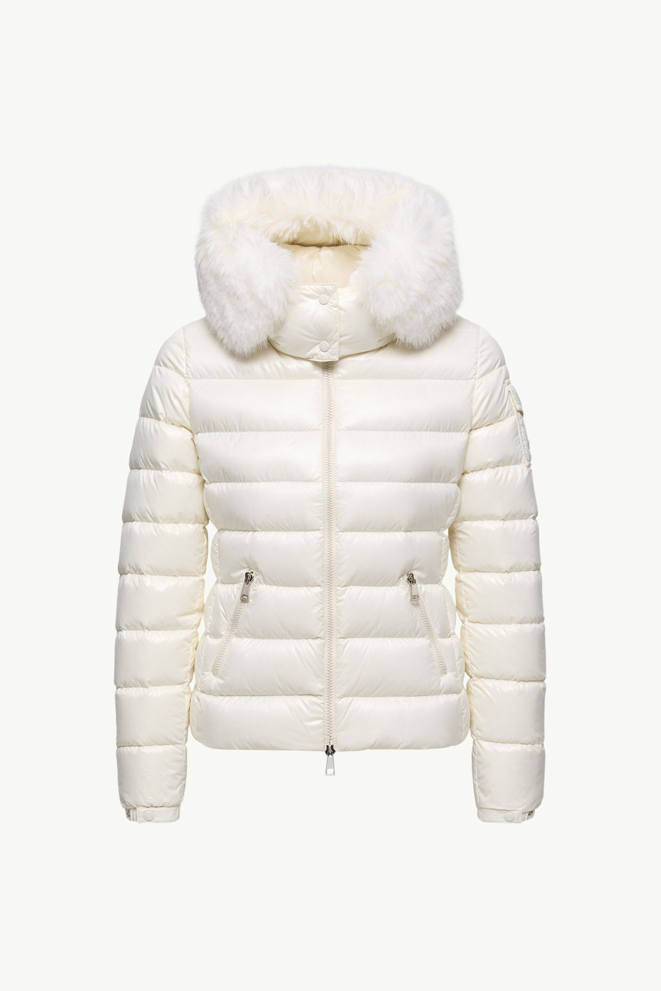 Badyf kurze Daunenjacke mit Kunstfellbesatz und Kapuze Damen Weiß Moncler 2
