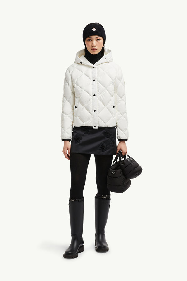 Arvouin Hooded Diamond-Quilted Short Down Jacket White Moncler 0