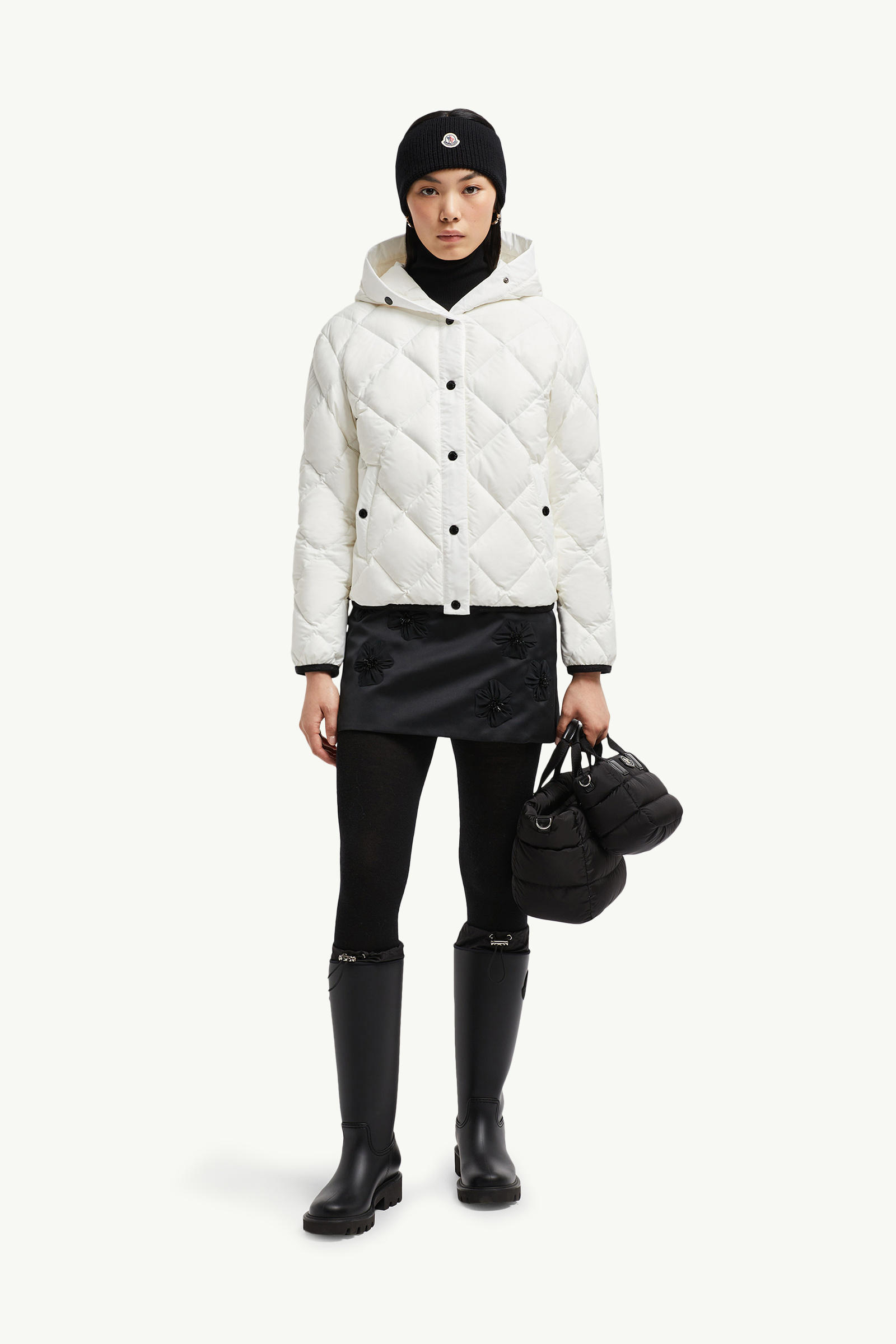 Arvouin Hooded Diamond-Quilted Short Down Jacket White Moncler 0